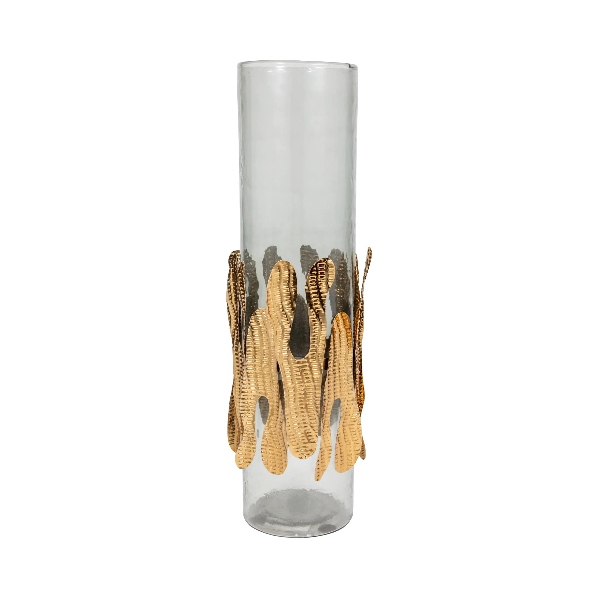 Glass, 20"h Candle Holder W/ Metal Detail, Gray/ch - Image 3