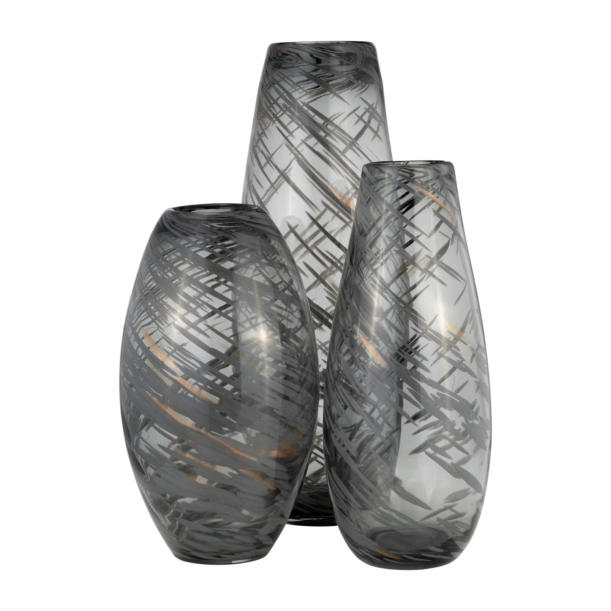 Glass, 20"h Swirl Vase, Black - Image 8