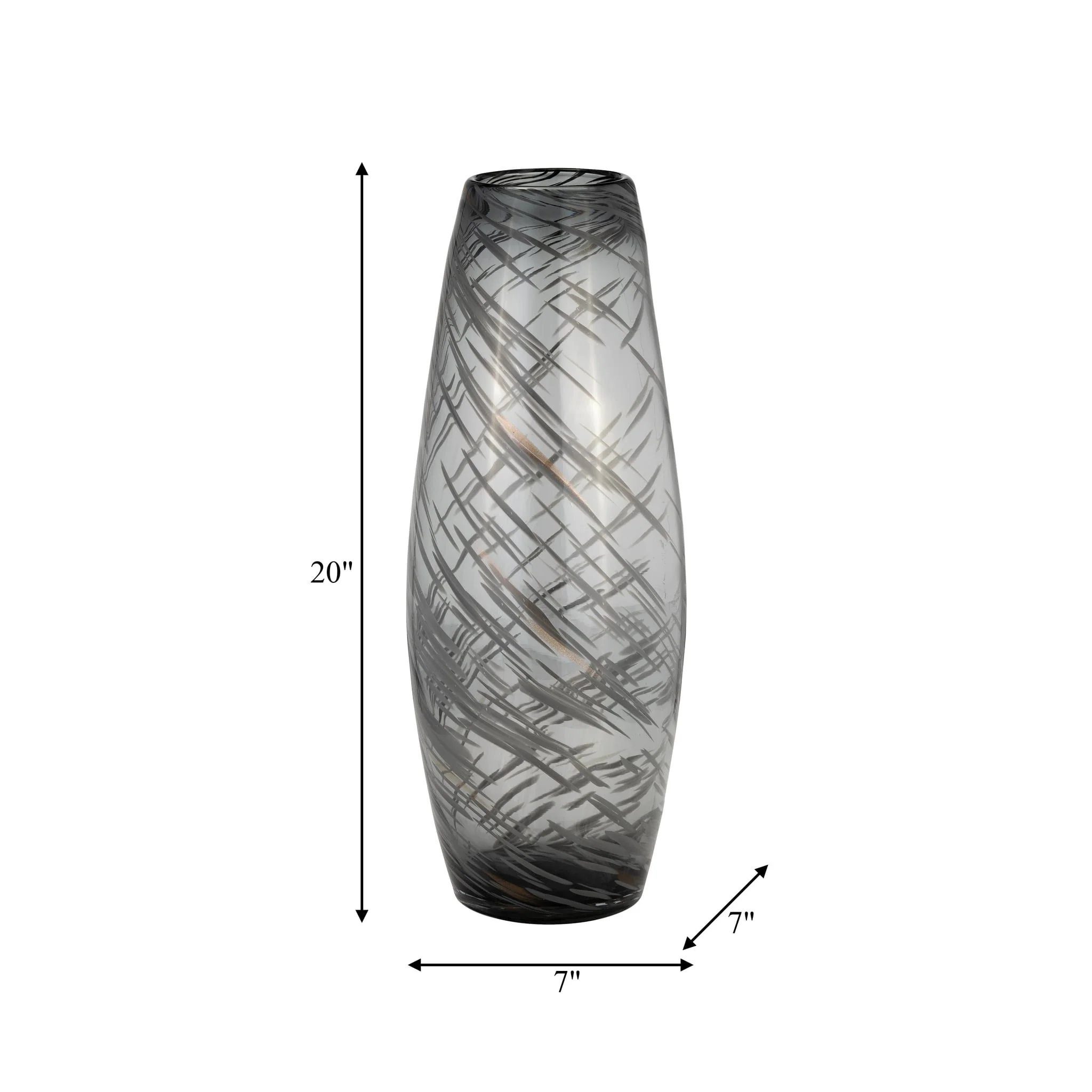 Glass, 20"h Swirl Vase, Black - Image 9