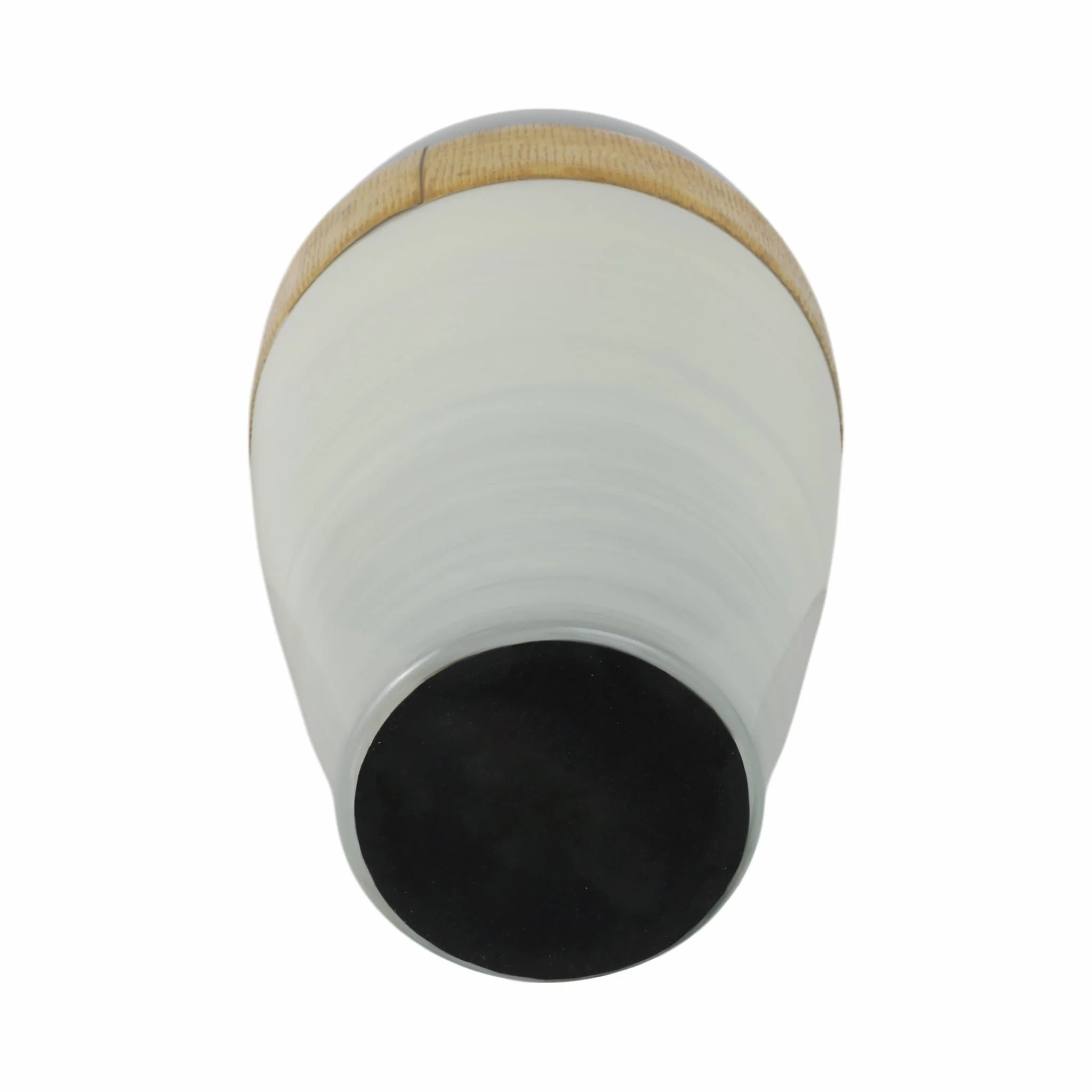 Glass 21"h Ginger Vase W/ Brass Band, White - Image 7