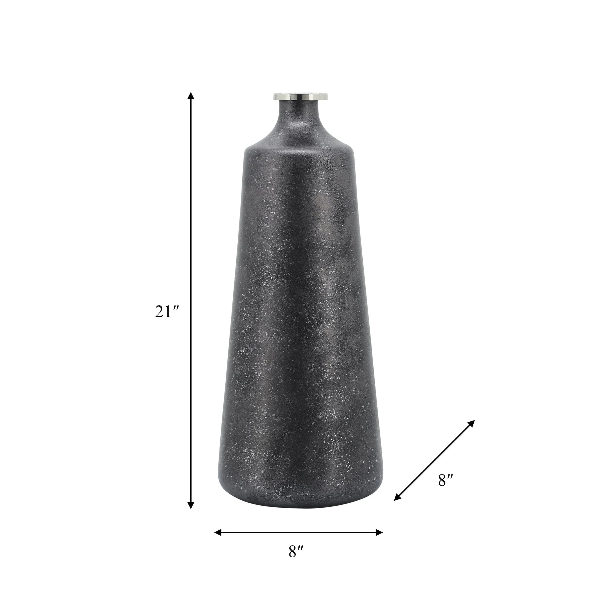 Glass, 21"h Vase W/ Ring, Black - Image 6