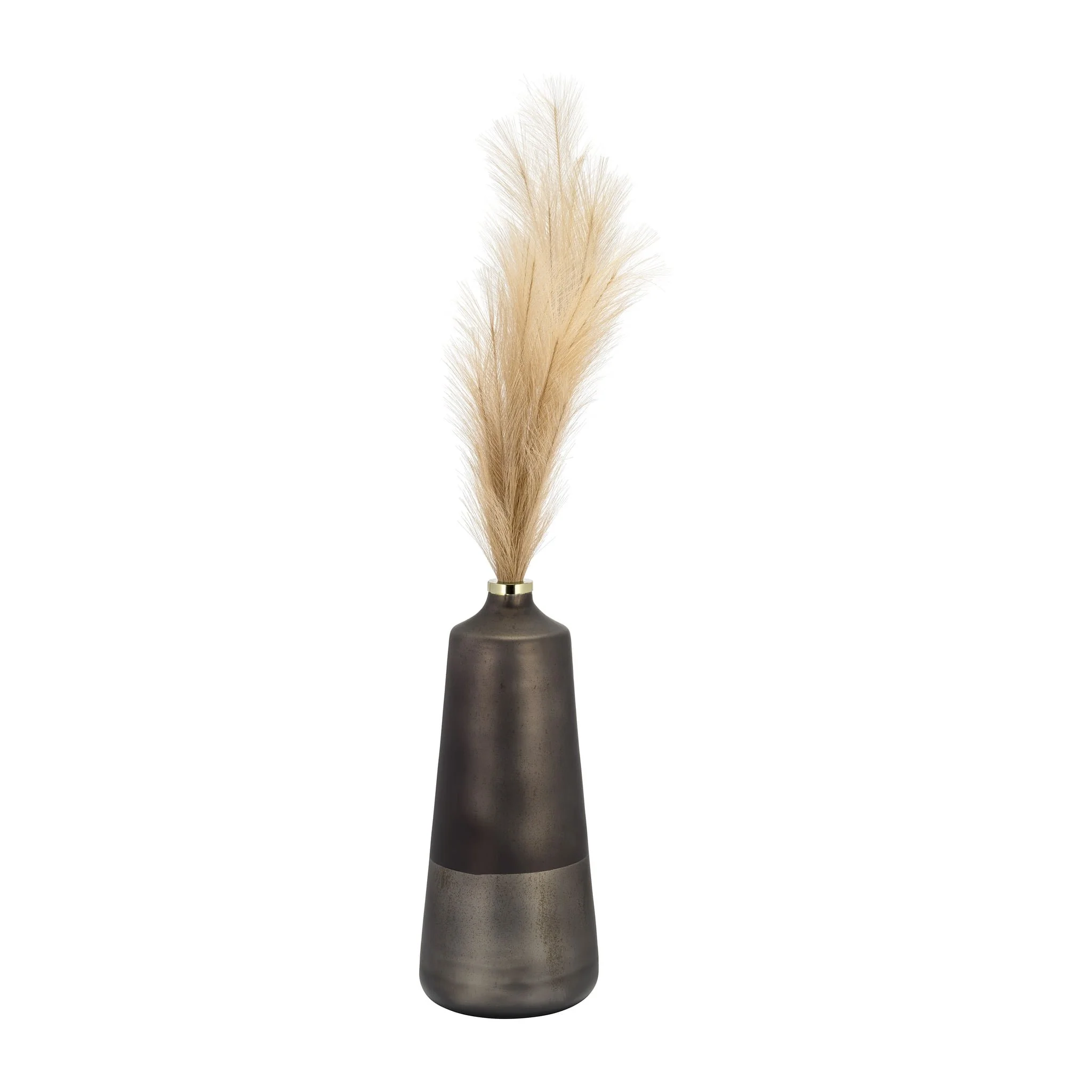 Glass,21"h Vase W/ring, Bronze - Image 2
