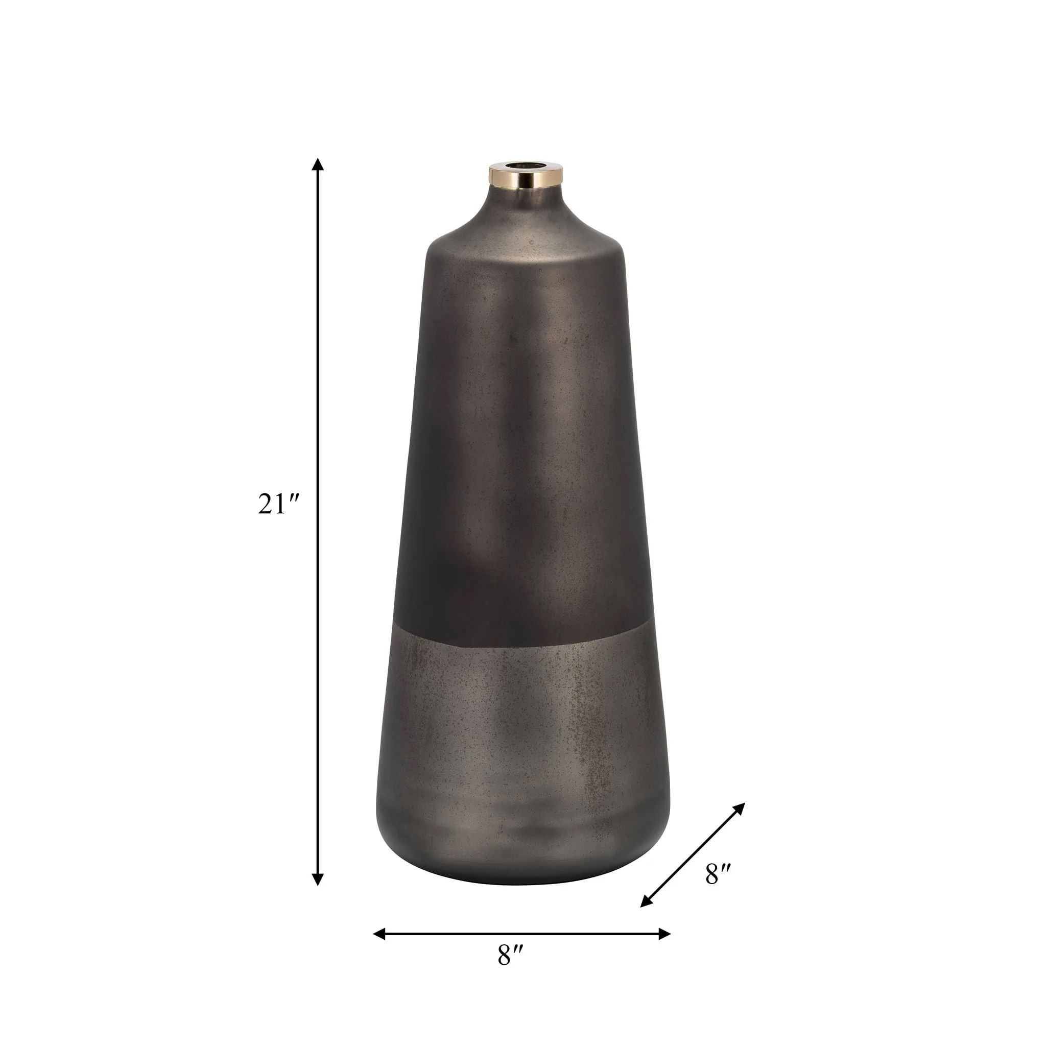 Glass,21"h Vase W/ring, Bronze - Image 7