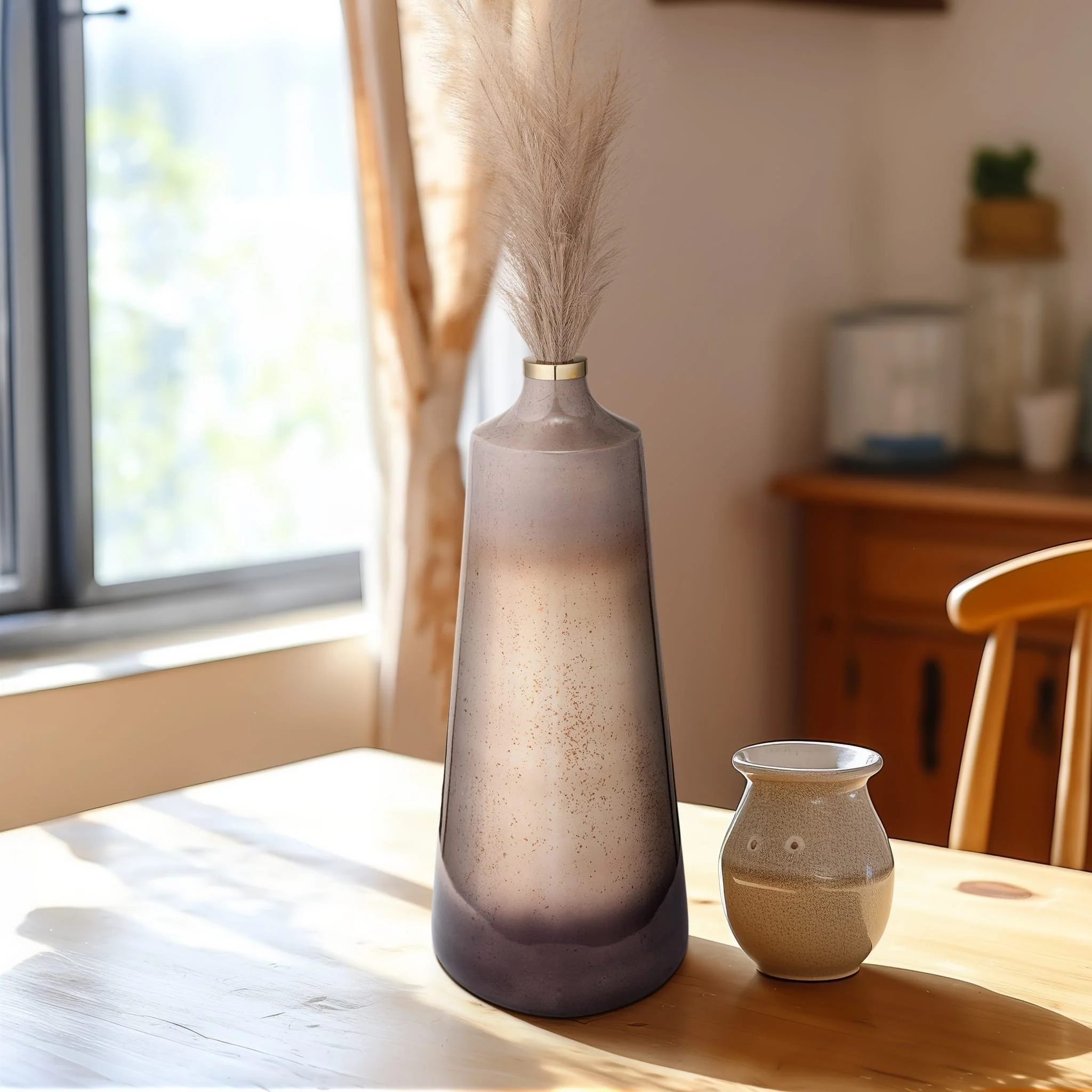 Glass, 21"h Vase W/ Ring, Champagne - Image 9