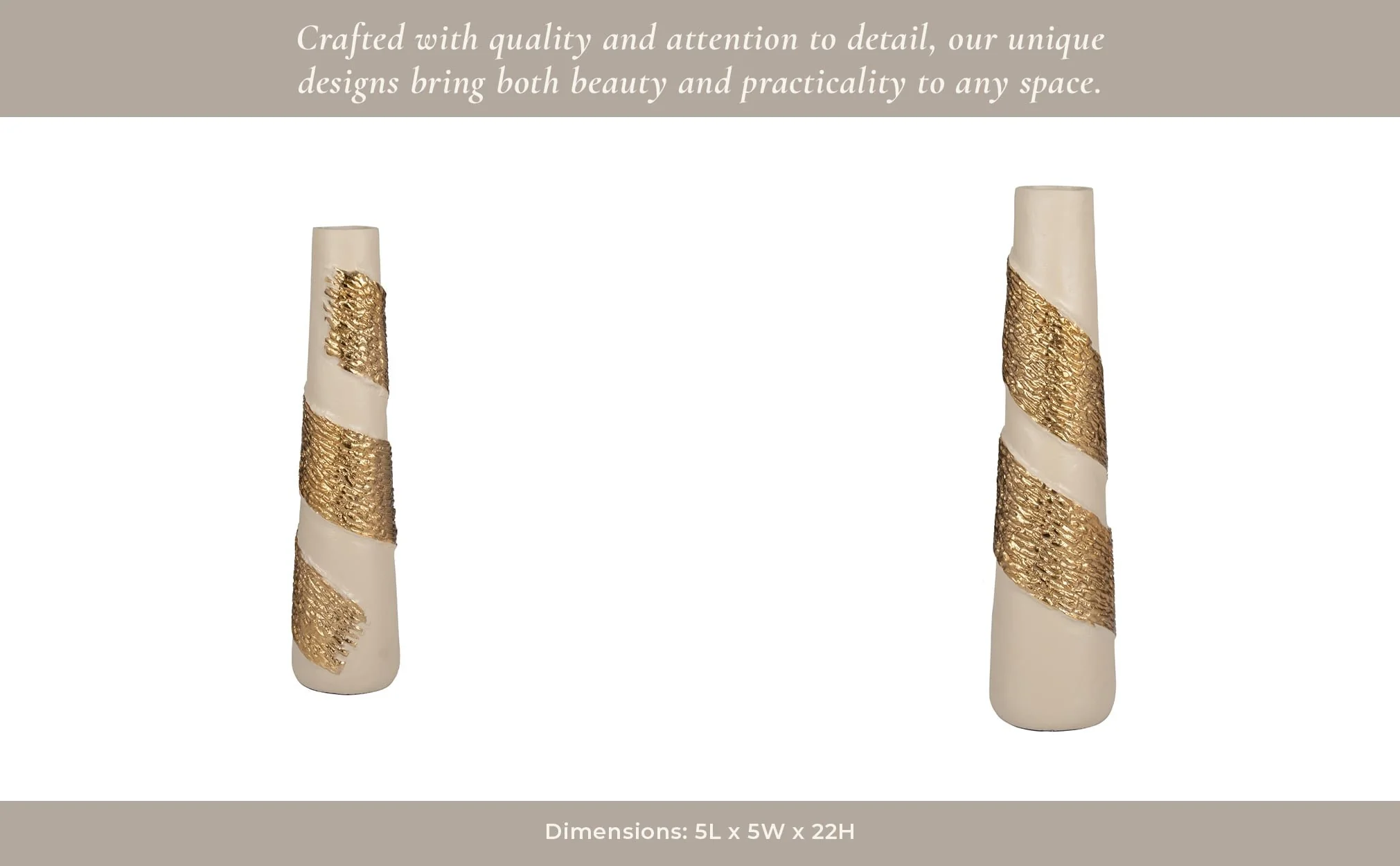 Glass, 22" Aluminum Wrapped Vase, White/gold - Image 14