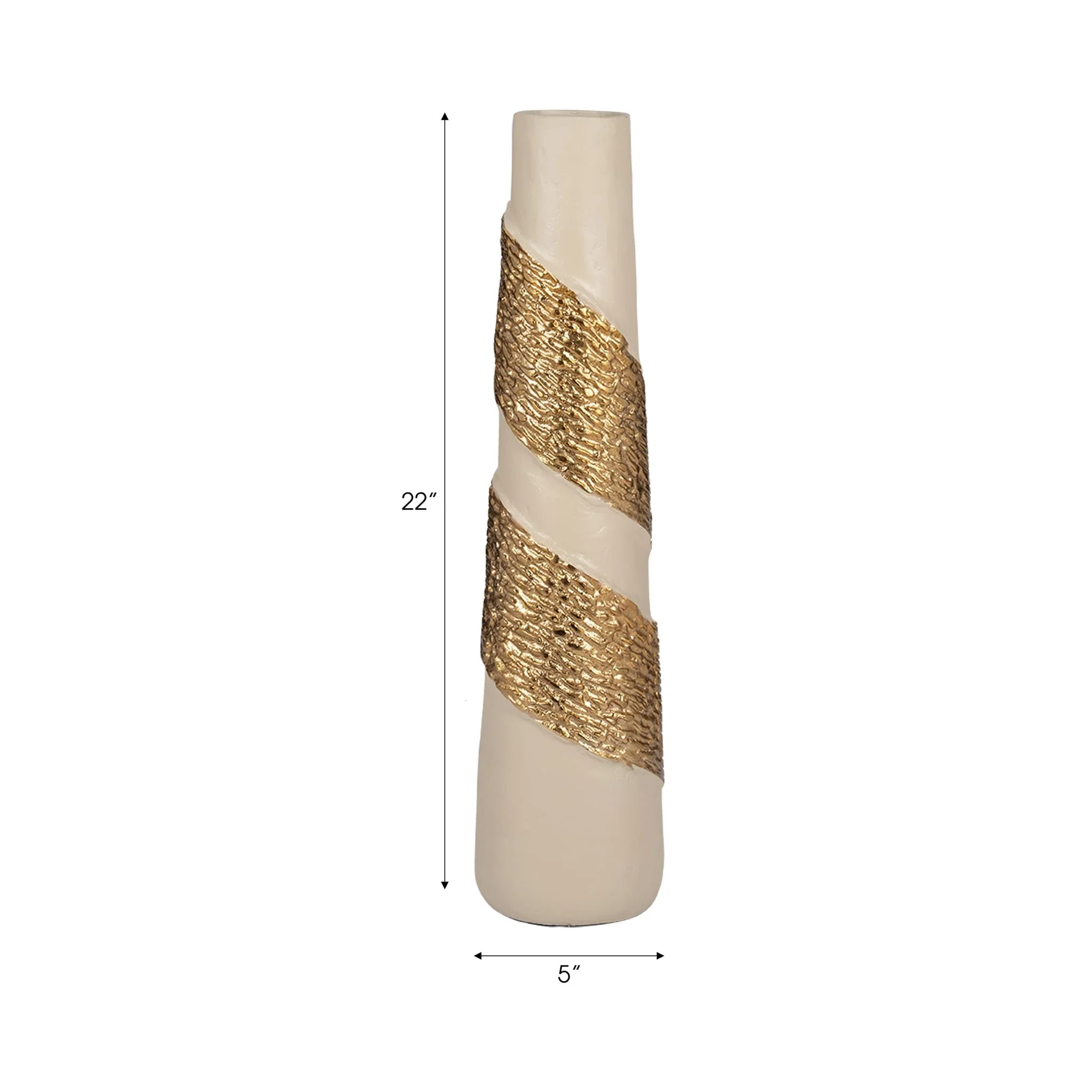 Glass, 22" Aluminum Wrapped Vase, White/gold - Image 8