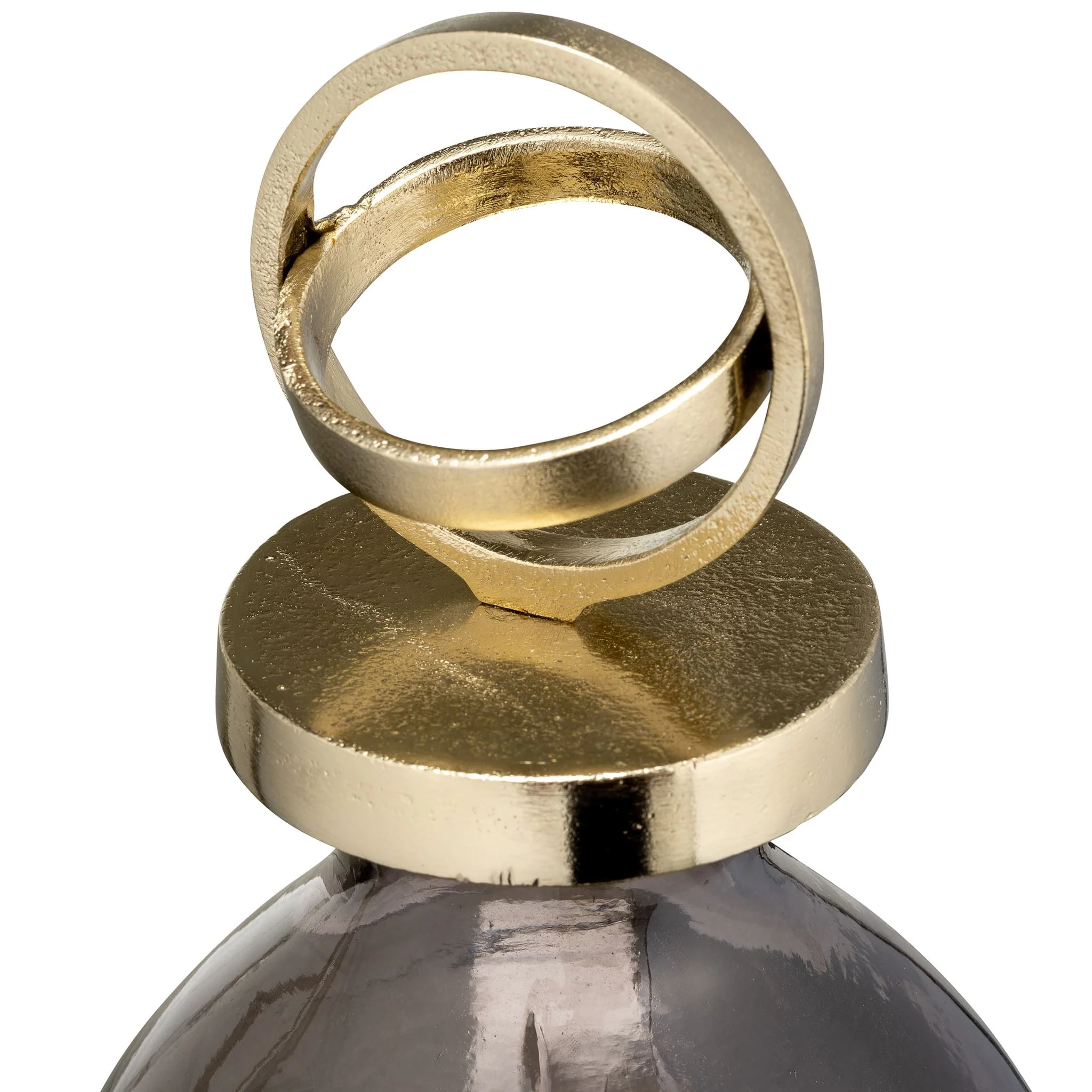 Glass,22",bottle W/sphere Lid,white/gold - Image 2