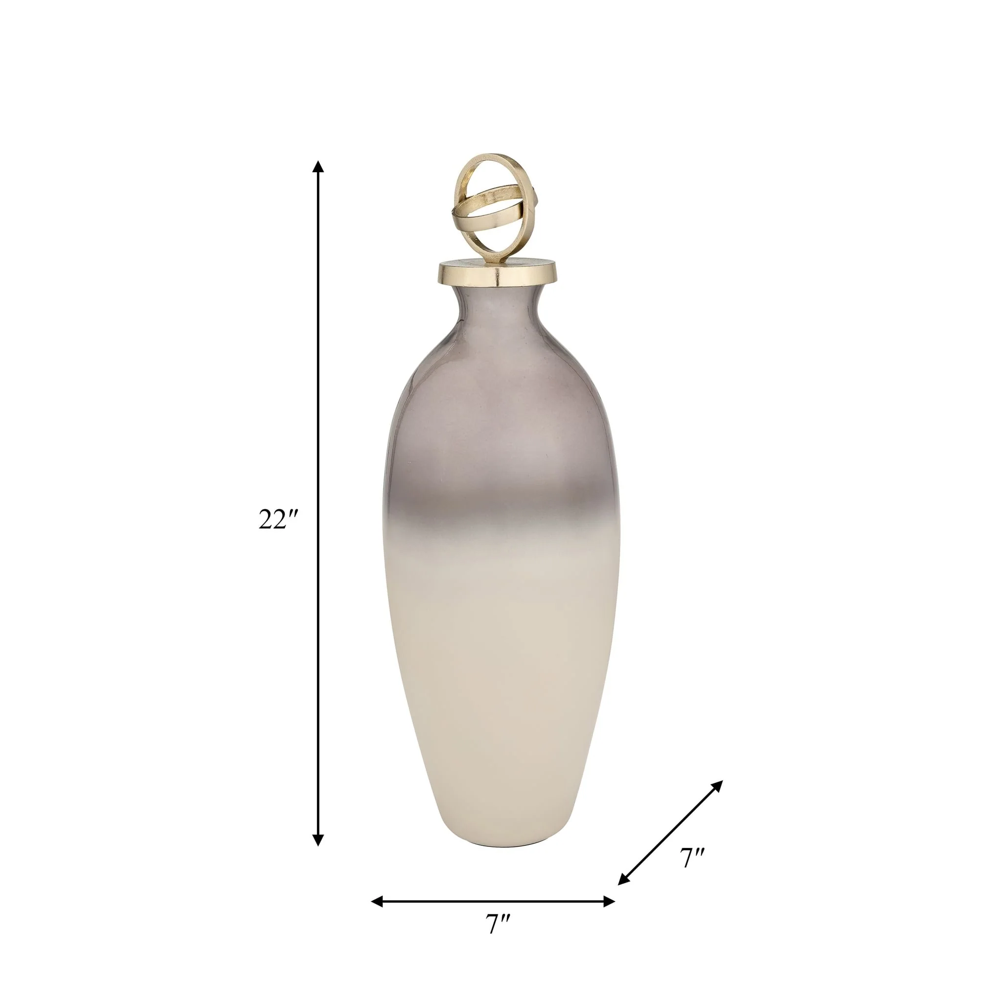 Glass,22",bottle W/sphere Lid,white/gold - Image 6