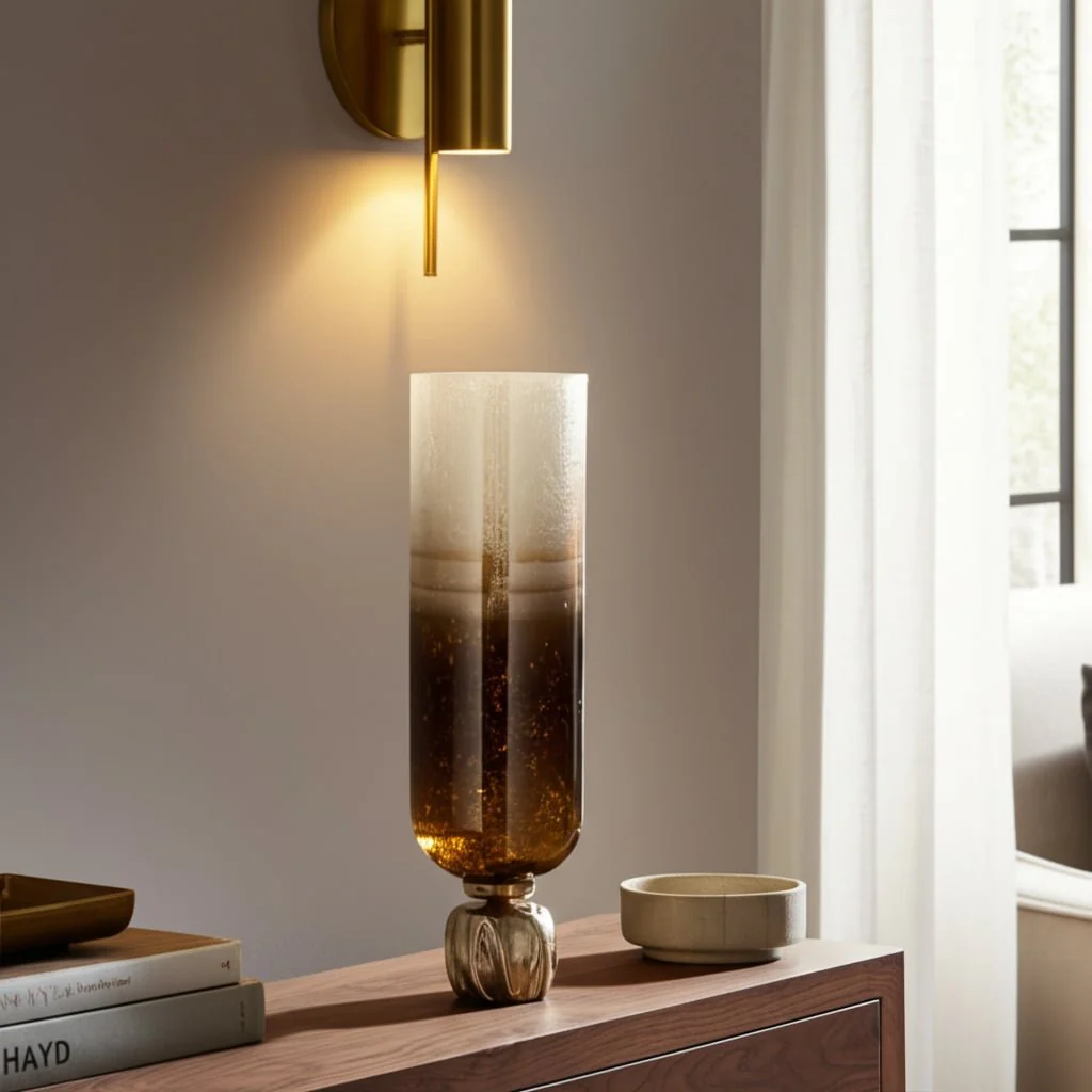 Glass, 22" Ombre Candleholder On Base, Ivory/gold - Image 10