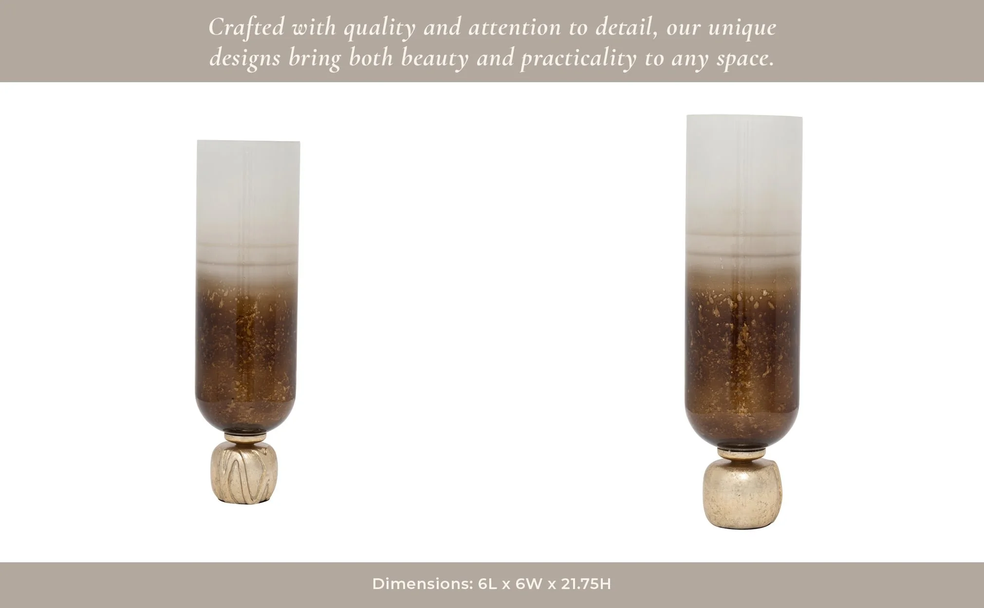Glass, 22" Ombre Candleholder On Base, Ivory/gold - Image 12