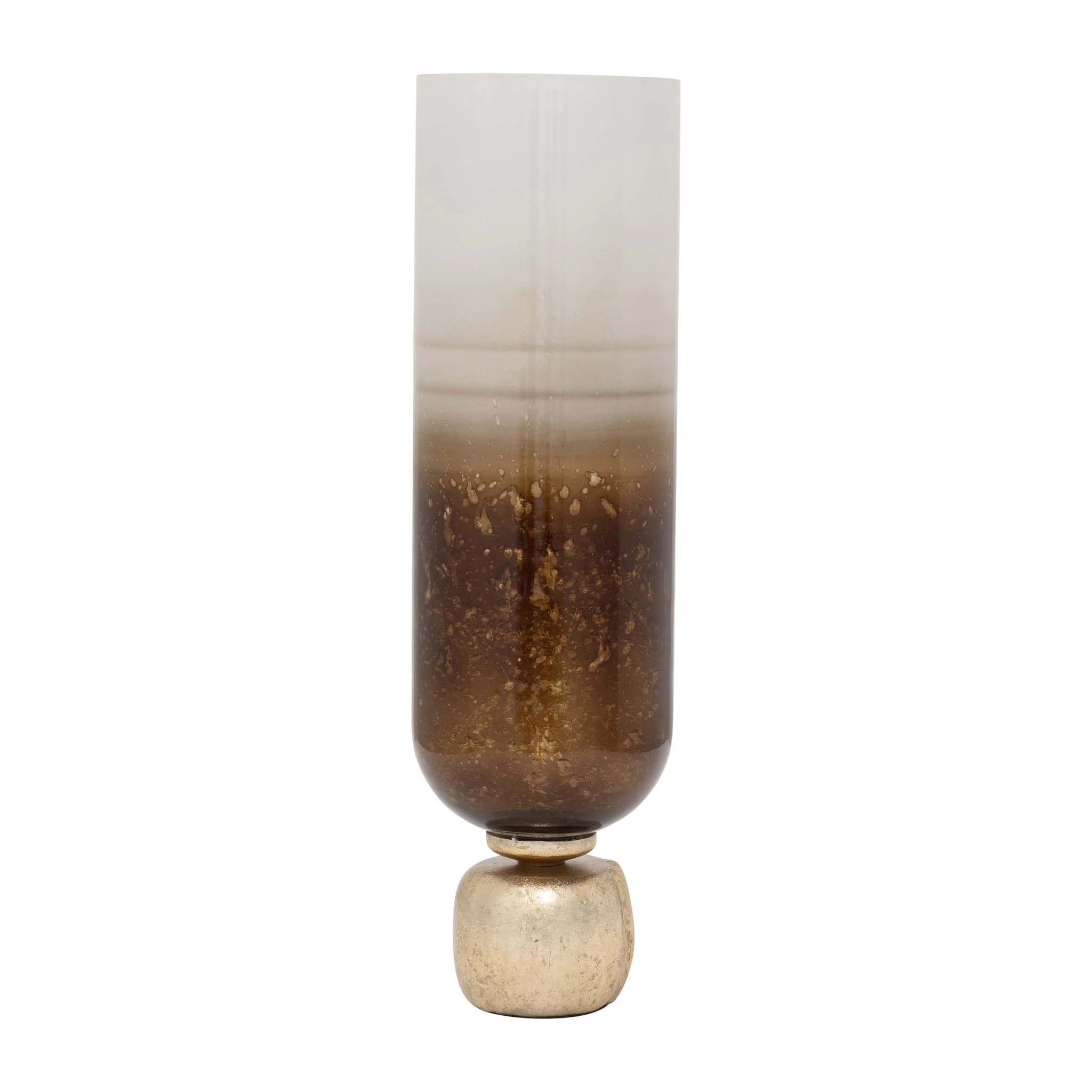 Glass, 22" Ombre Candleholder On Base, Ivory/gold - Image 2