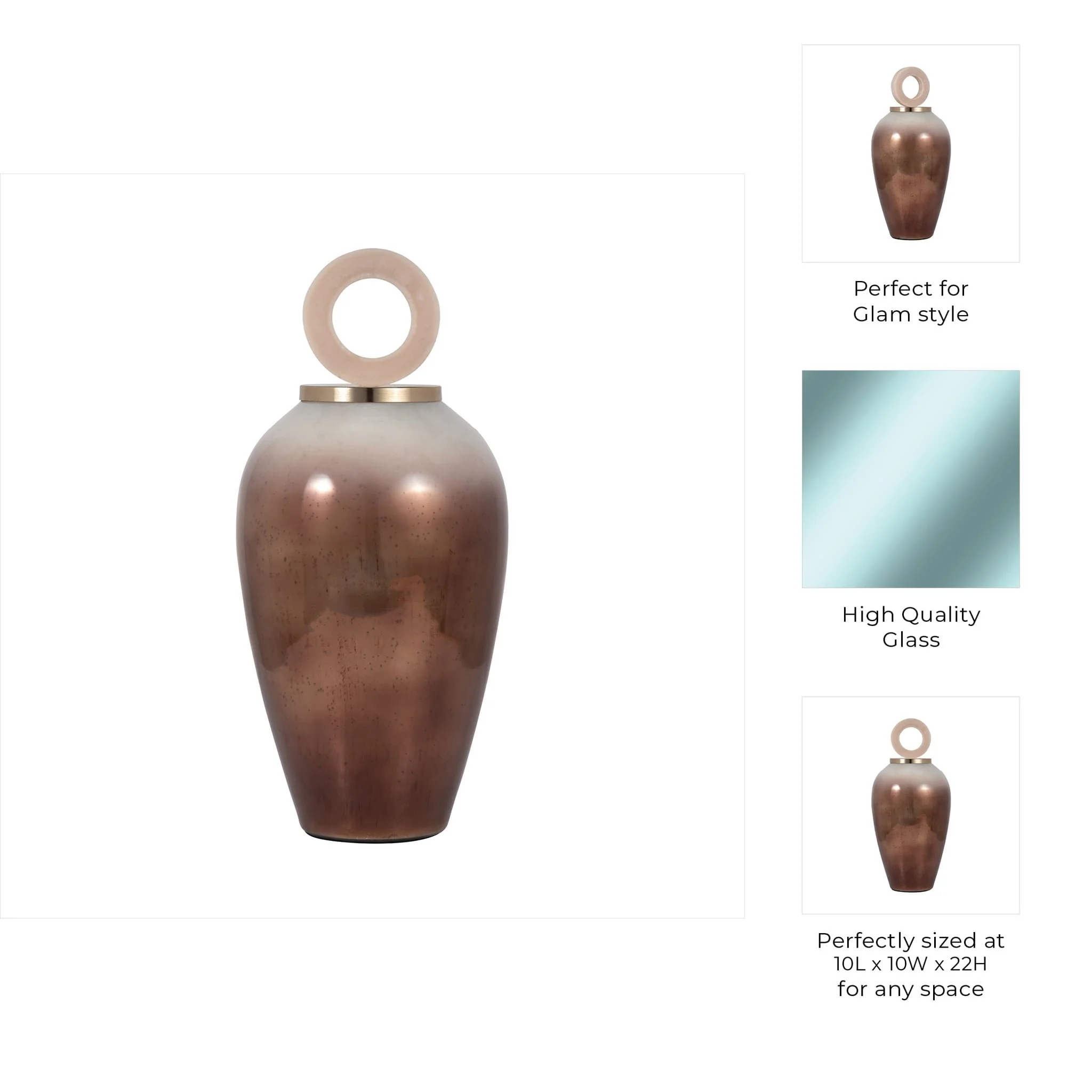 Glass, 22" Vase Round Resin Topper, Copper - Image 9
