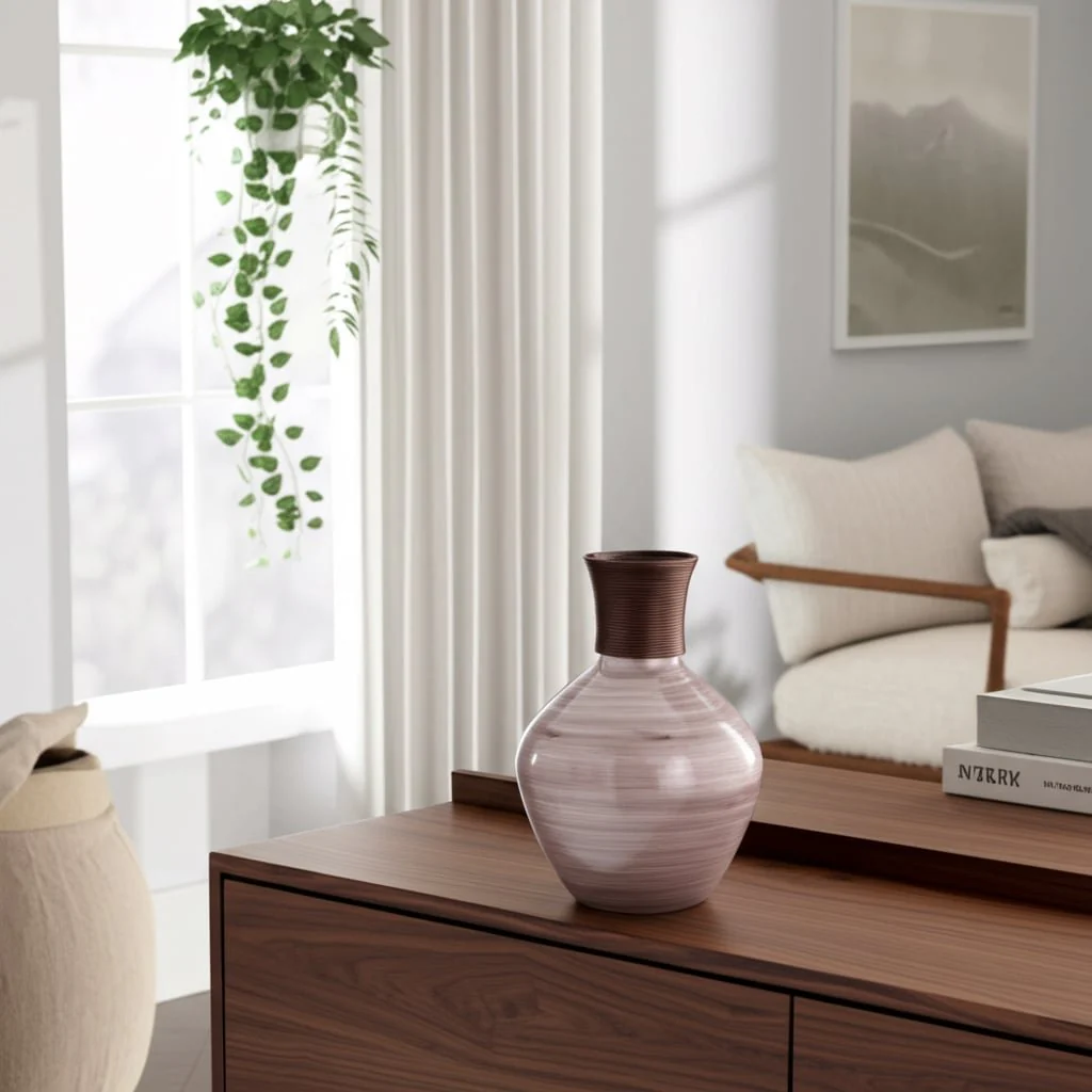 Glass, 22" Wooden Top Vase, Blush - Image 11