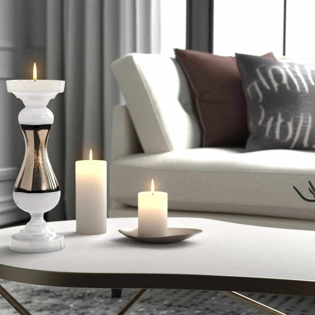 Glass, 23" Candle Holder, White - Image 13