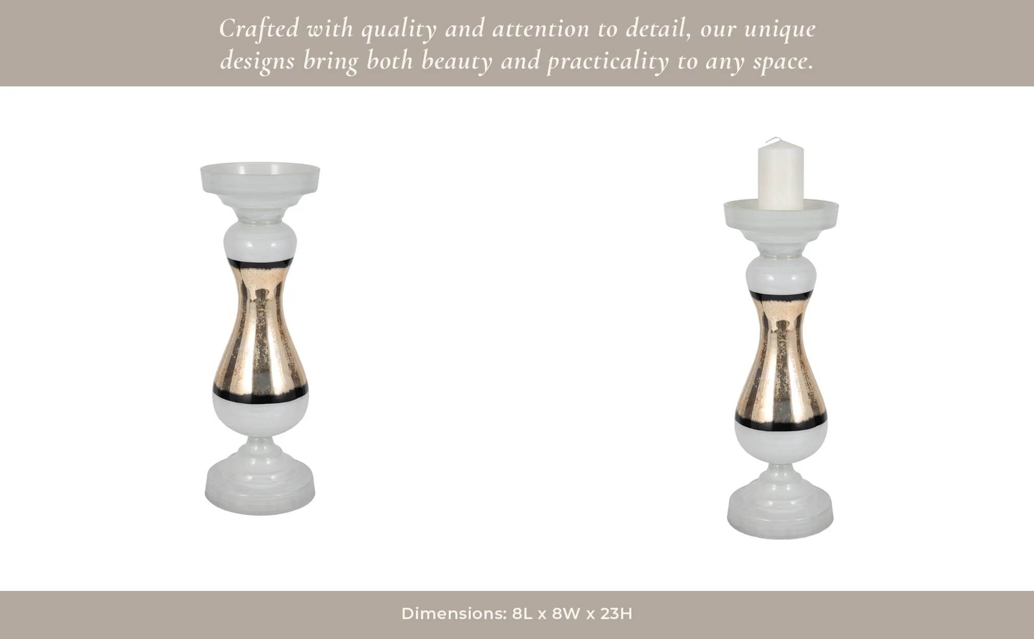 Glass, 23" Candle Holder, White - Image 14