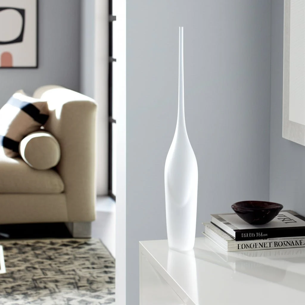 Glass 24" Long Neck Glass Decor, Frosted White - Image 13
