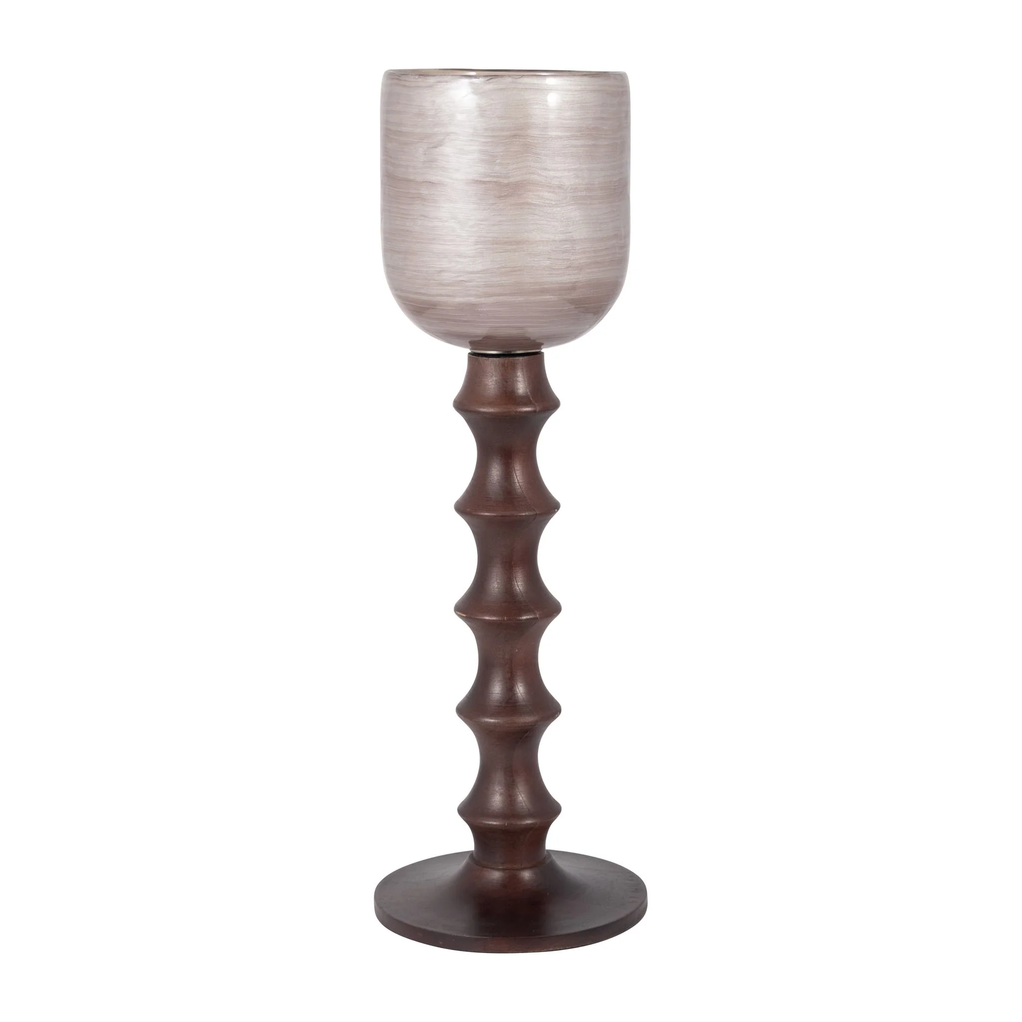 Glass, 24" Wooden Base Hurrican, Blush - Image 2