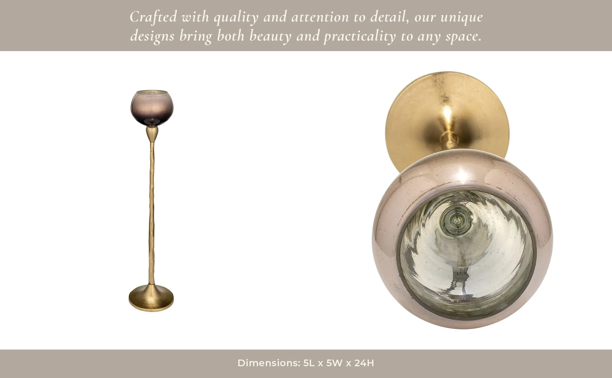 Glass, 24"h Tealight Holder, Champagne - Image 11