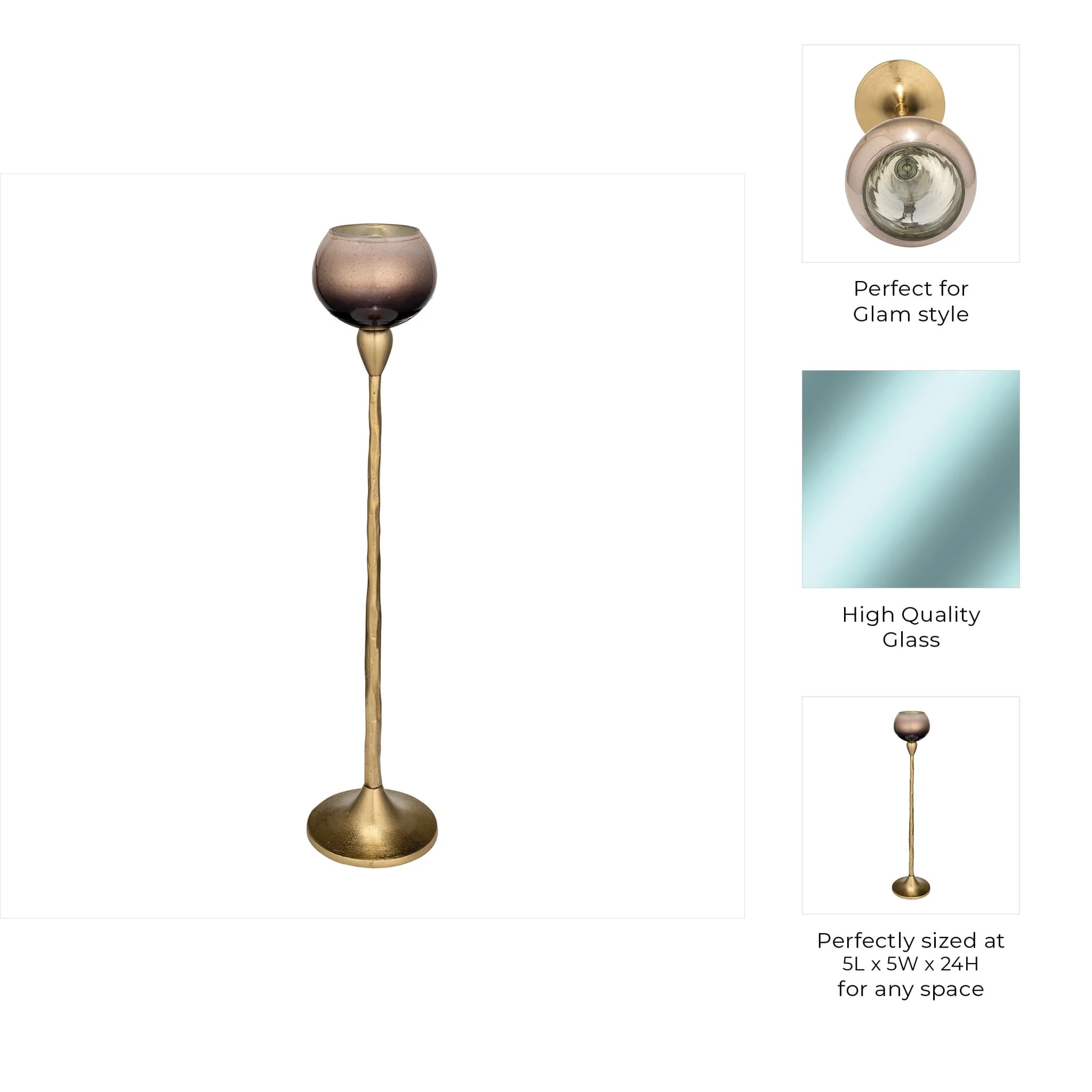 Glass, 24"h Tealight Holder, Champagne - Image 7