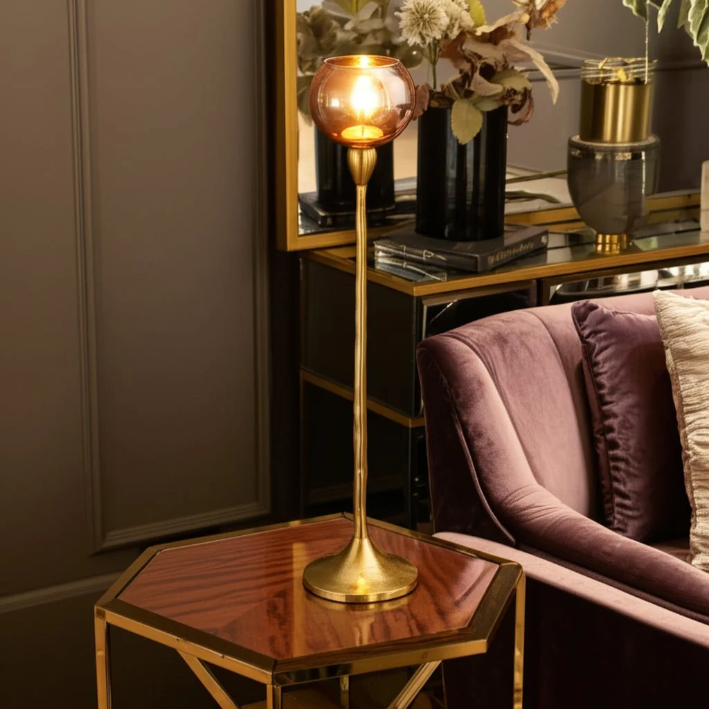 Glass, 24"h Tealight Holder, Champagne - Image 9