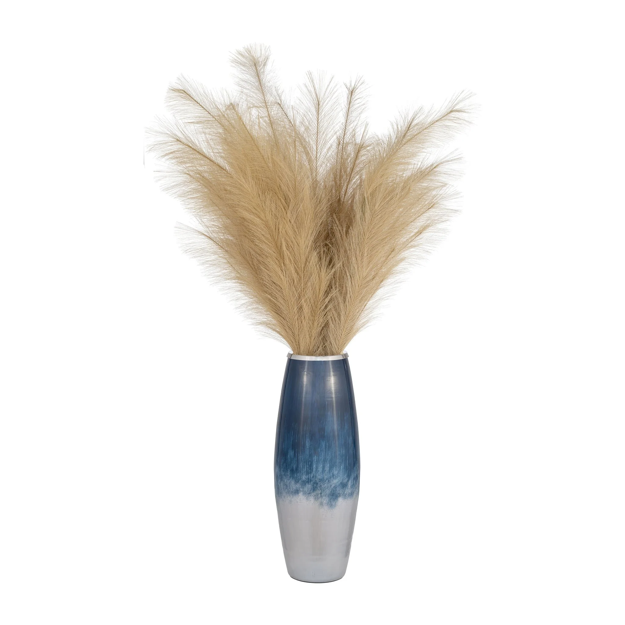 Glass,24"h Vase W/metal Rim, Blue/wht Ombre - Image 3