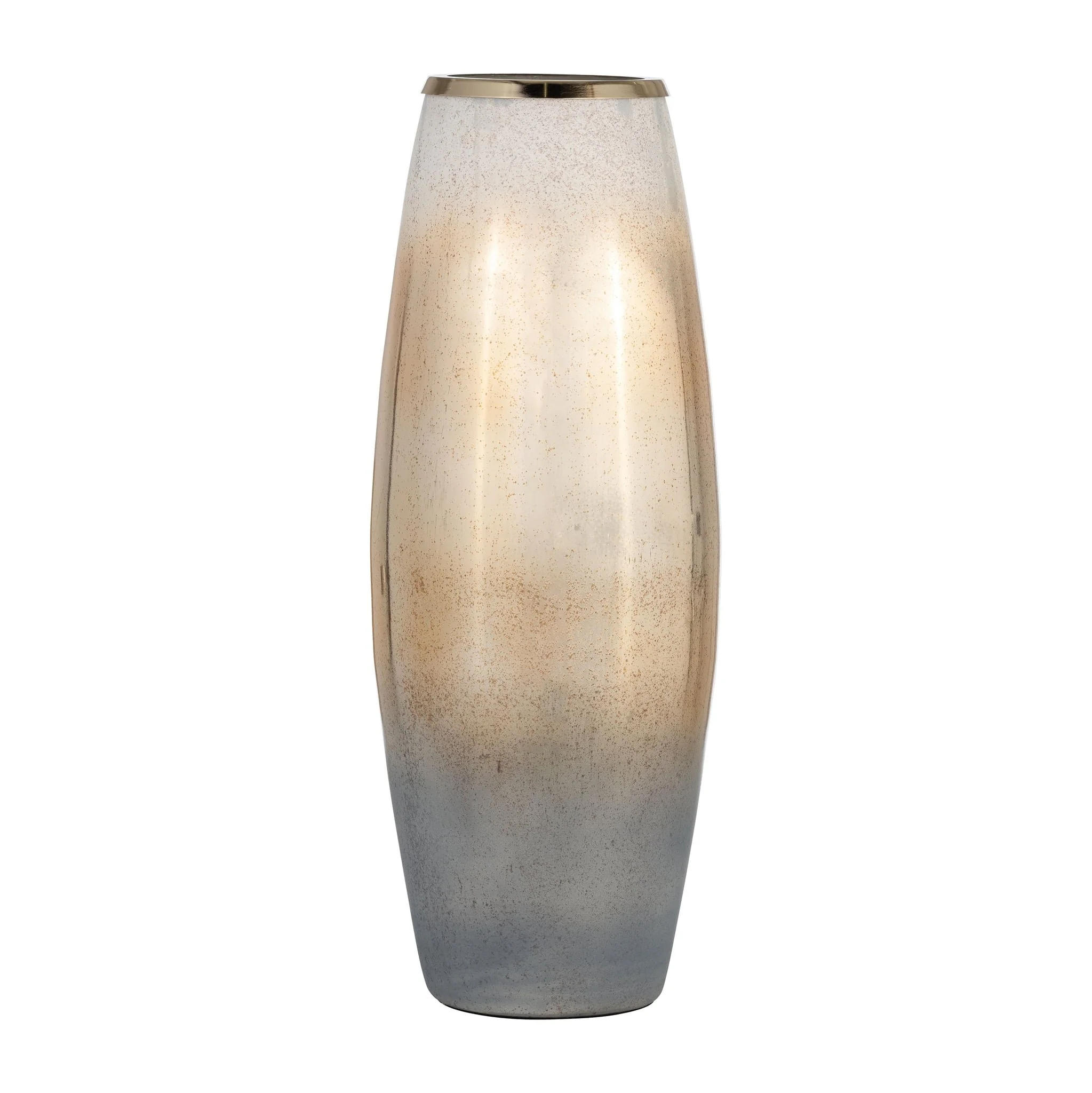 Glass,24"h Vase W/metal Rim, Cream/blk Ombre - Image 2