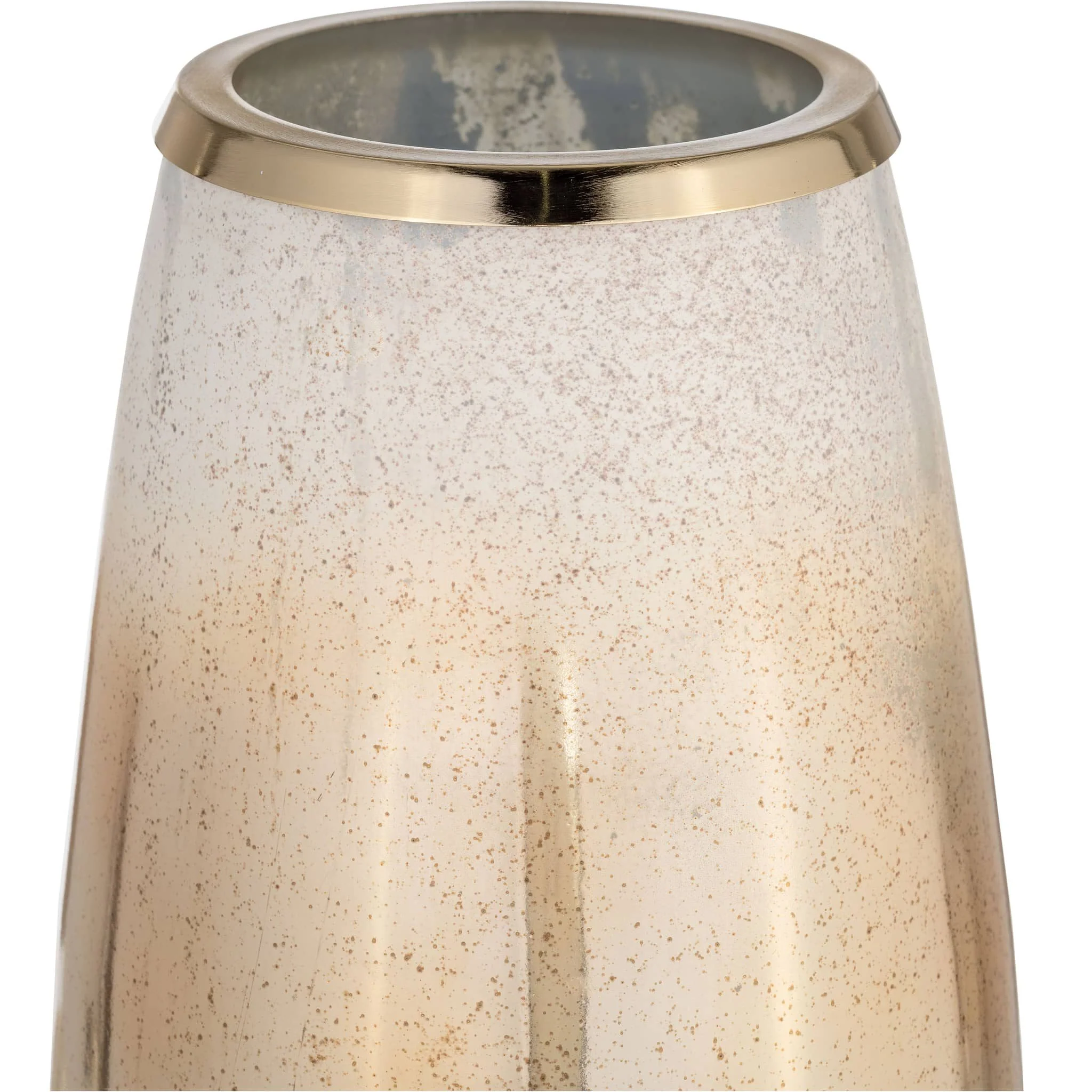 Glass,24"h Vase W/metal Rim, Cream/blk Ombre - Image 4