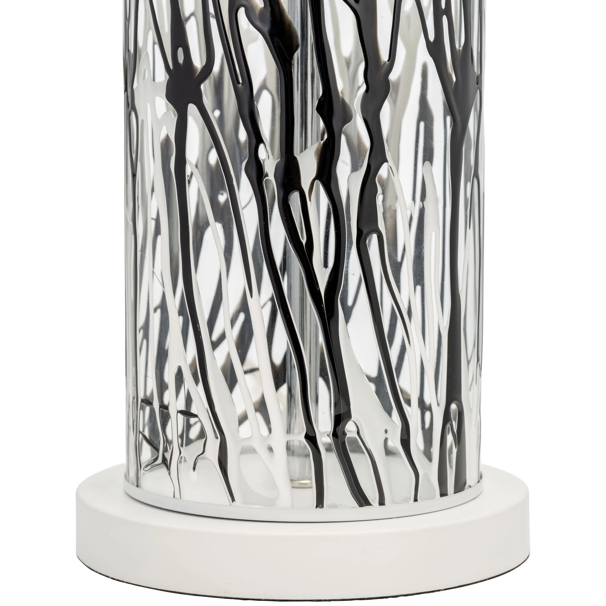 Glass, 25" Streaked Table Lamp, Black/white - Image 4