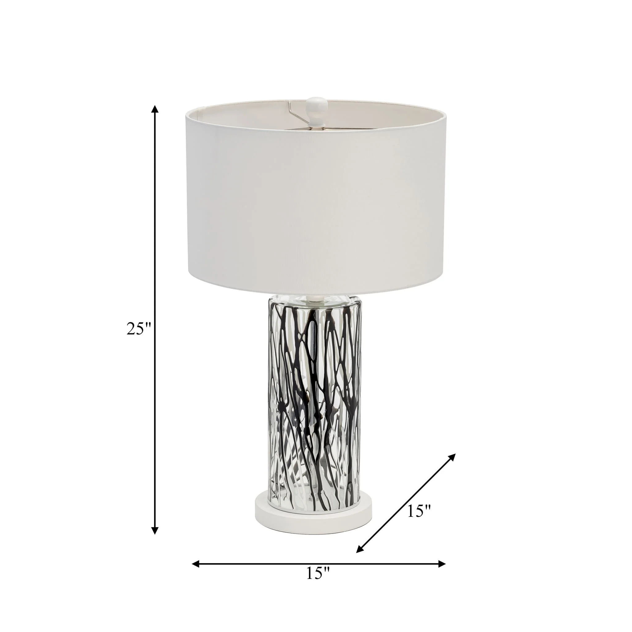 Glass, 25" Streaked Table Lamp, Black/white - Image 6