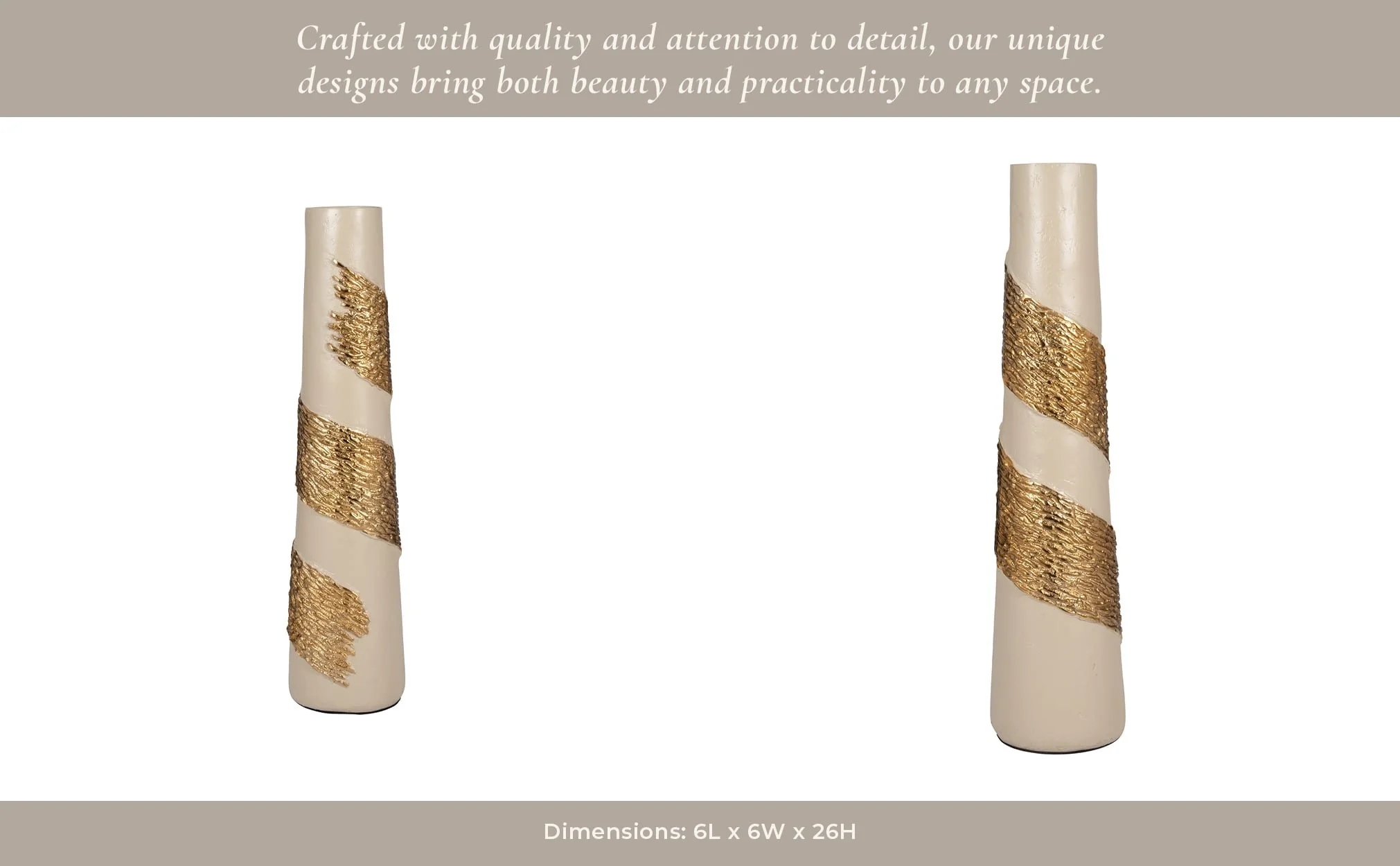 Glass, 26" Aluminum Wrapped Vase, White/gold - Image 11