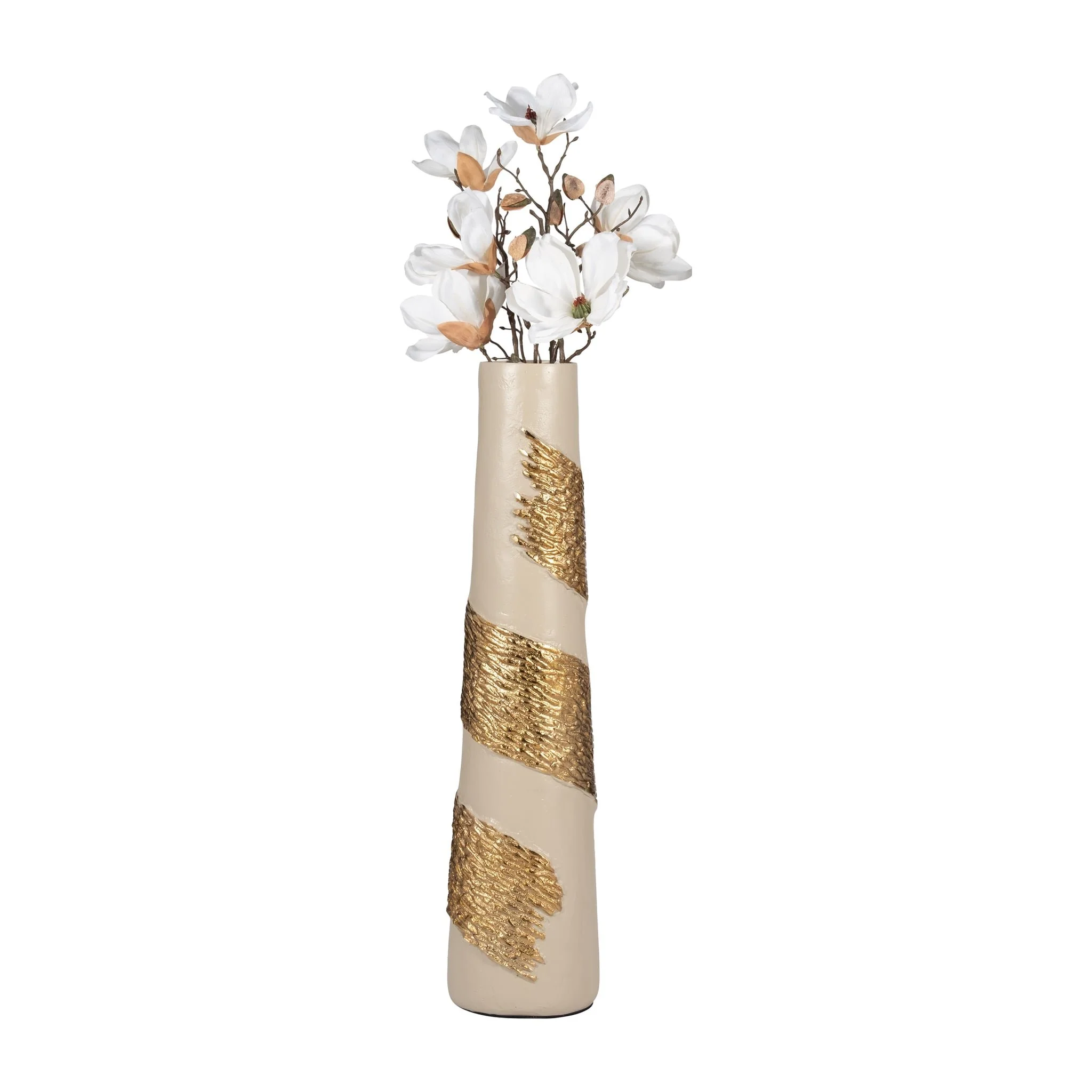 Glass, 26" Aluminum Wrapped Vase, White/gold - Image 3