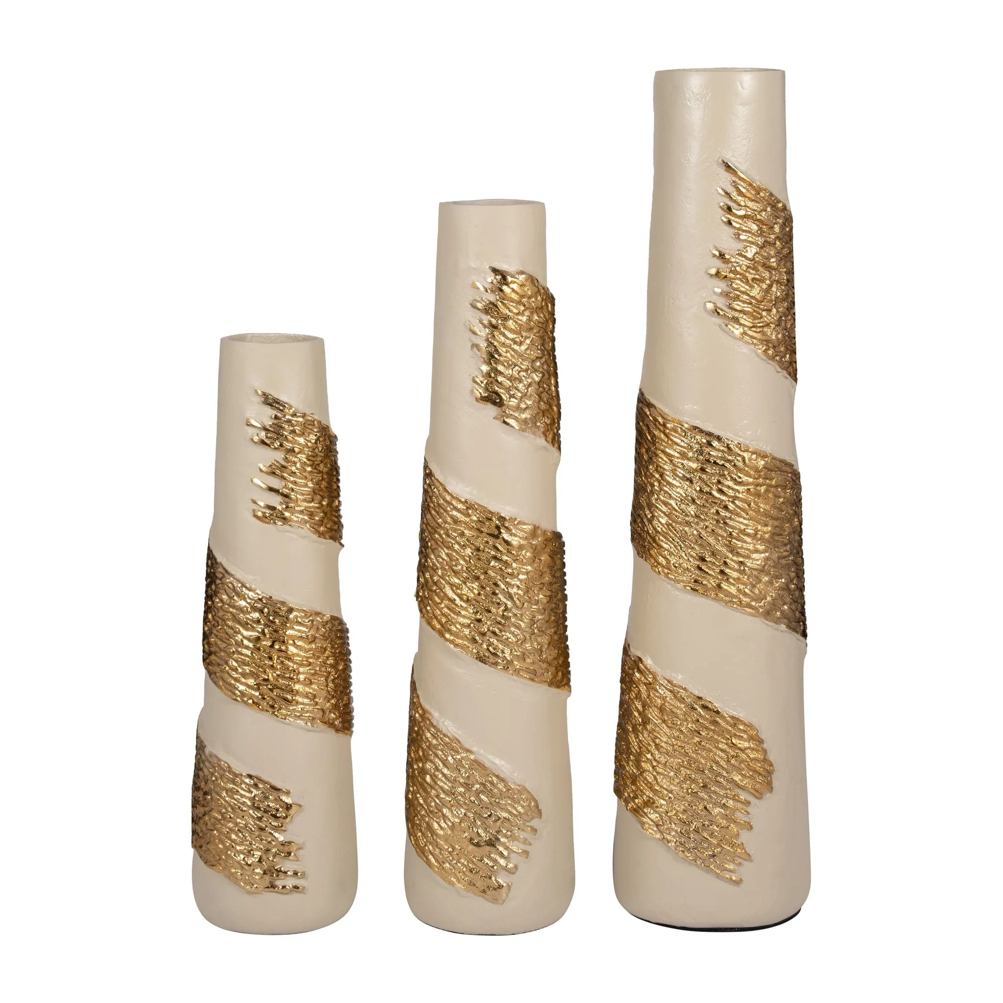 Glass, 26" Aluminum Wrapped Vase, White/gold - Image 7