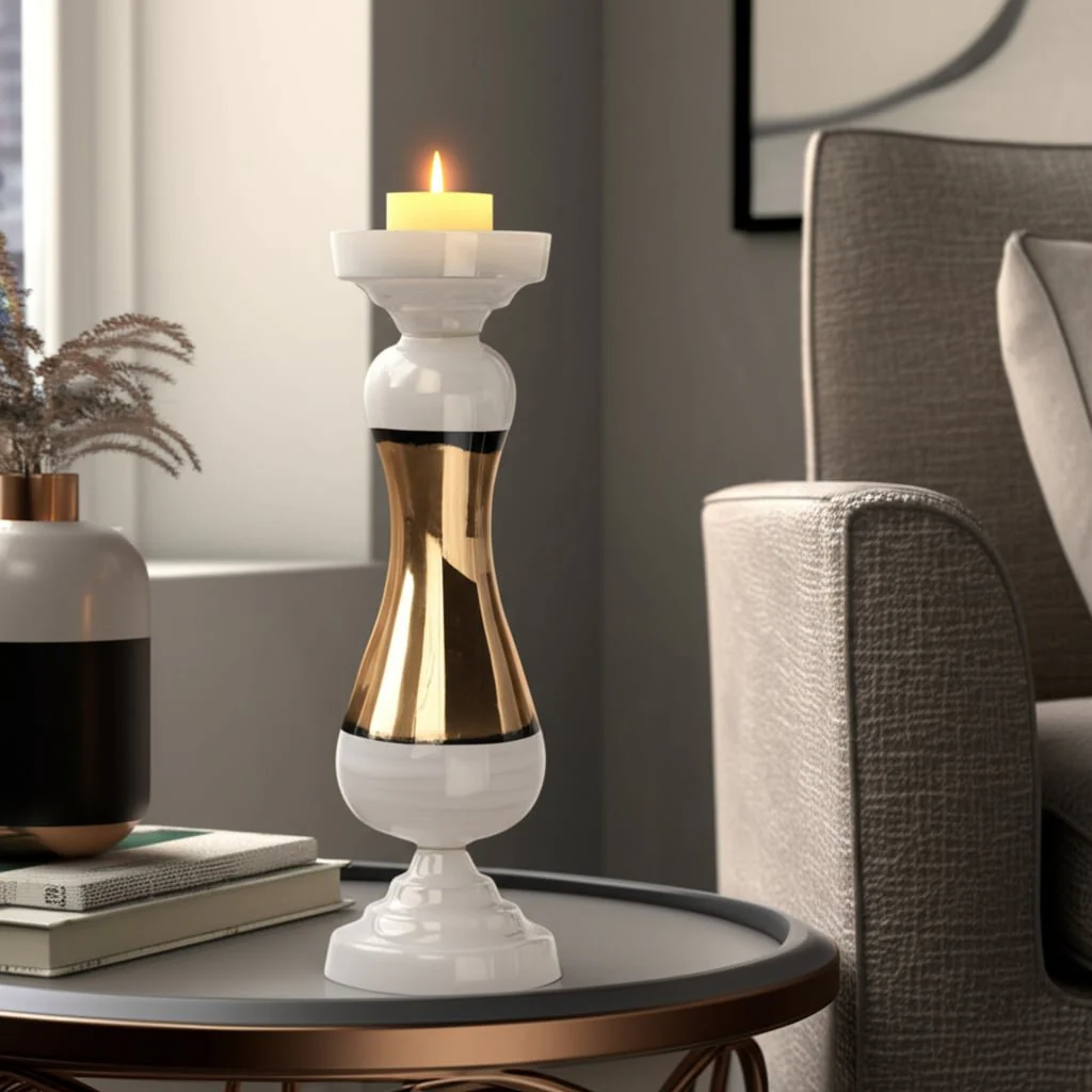 Glass, 26" Candle Holder, White - Image 10