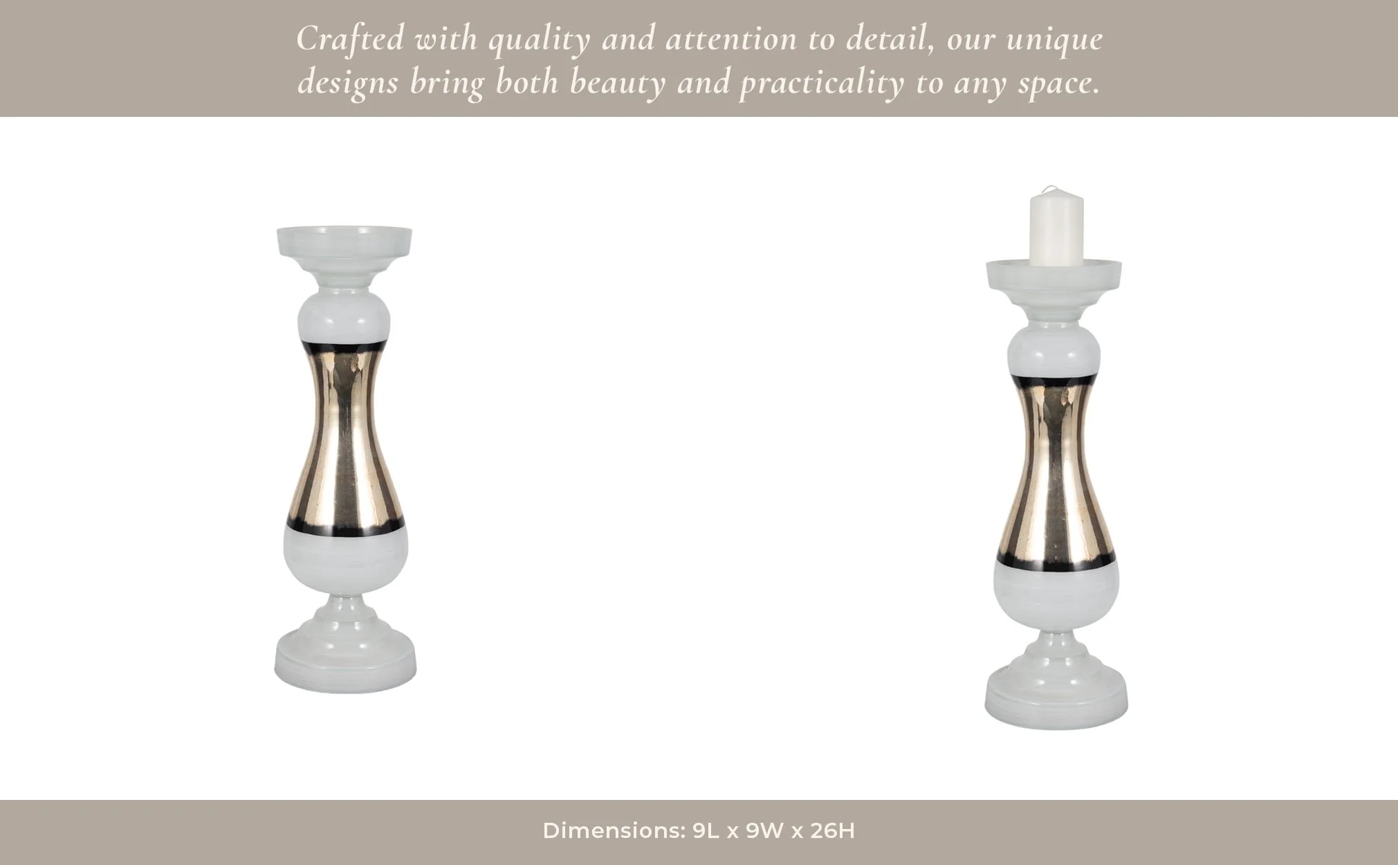 Glass, 26" Candle Holder, White - Image 13