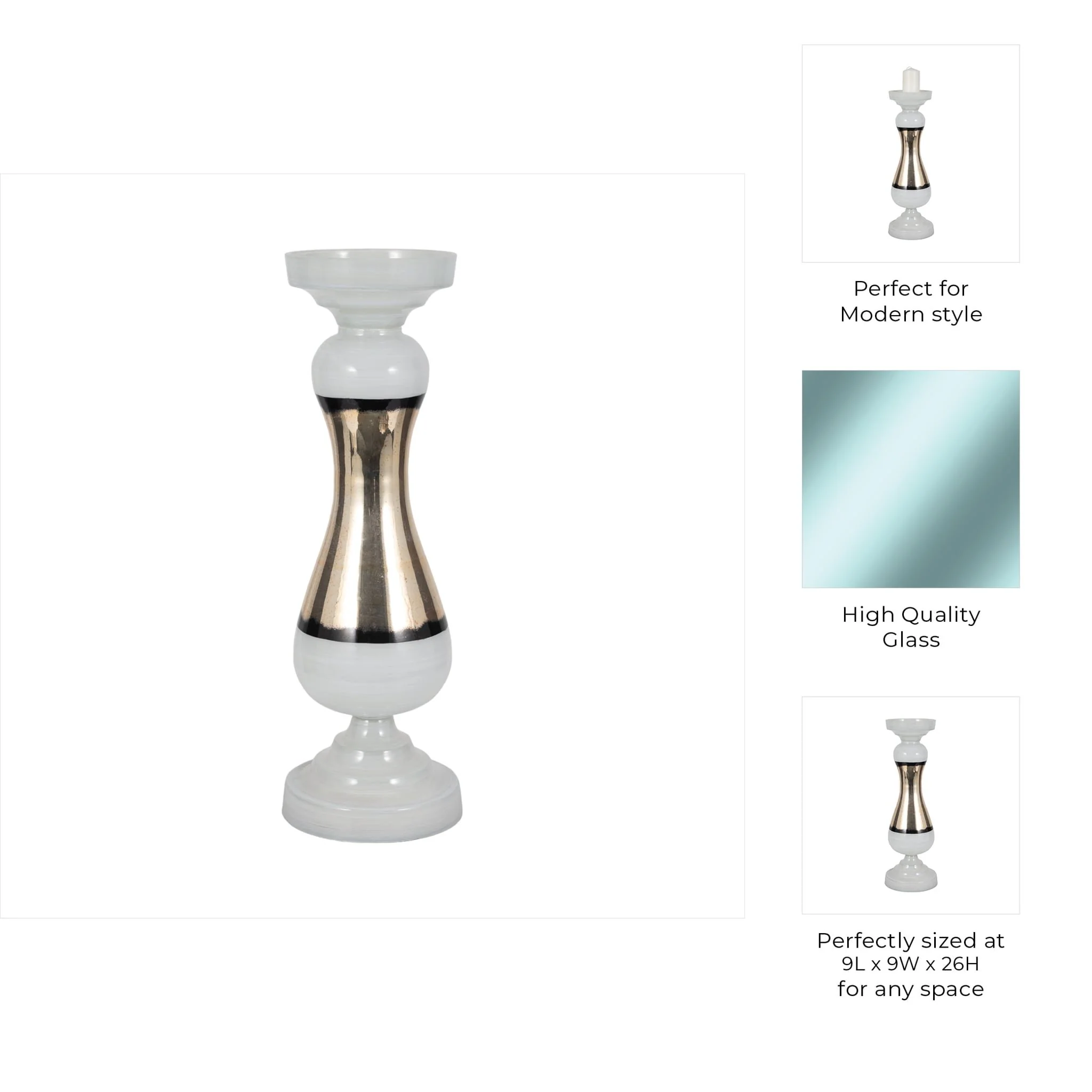 Glass, 26" Candle Holder, White - Image 9