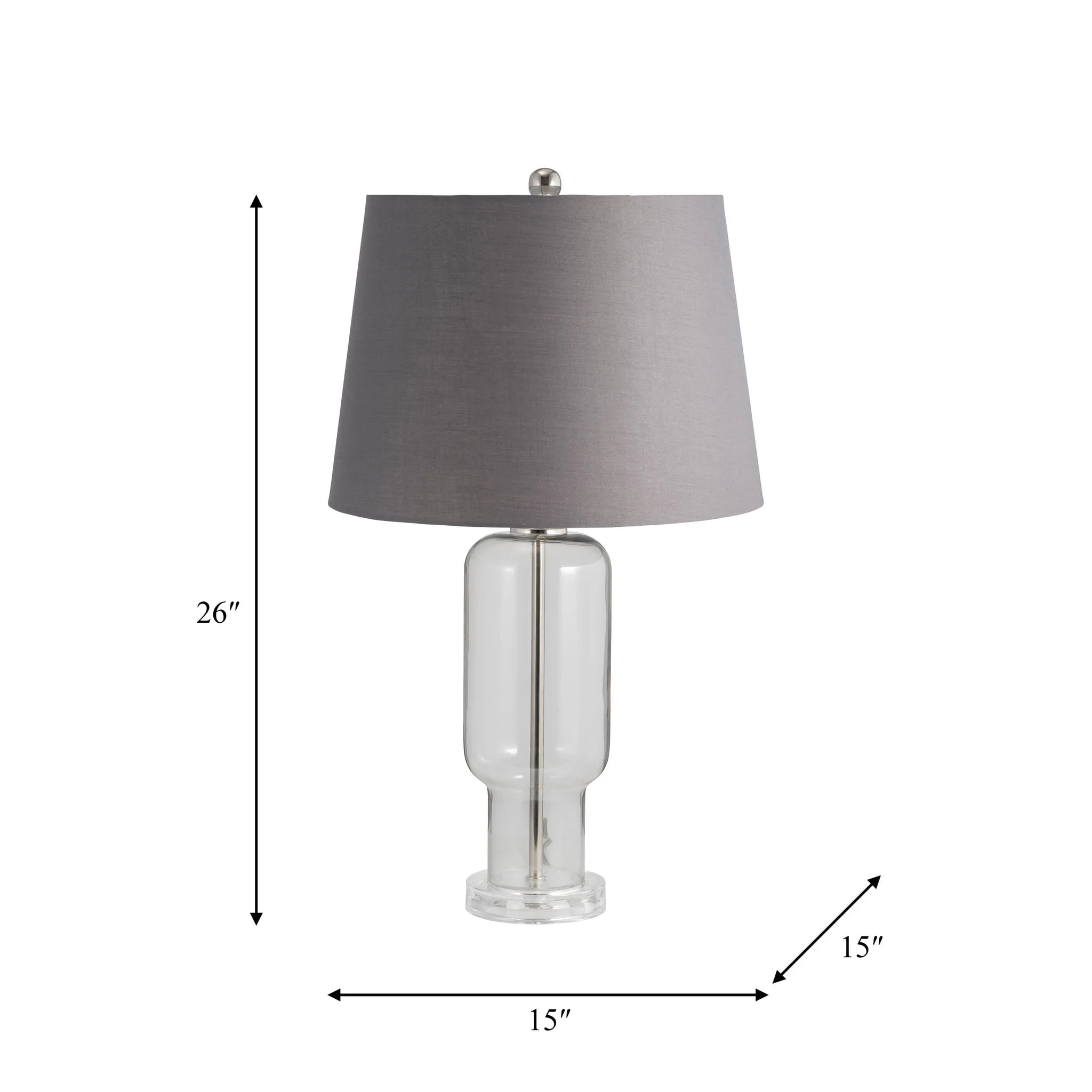 Glass, 26" Clear Table Lamp, Smoke - Image 7