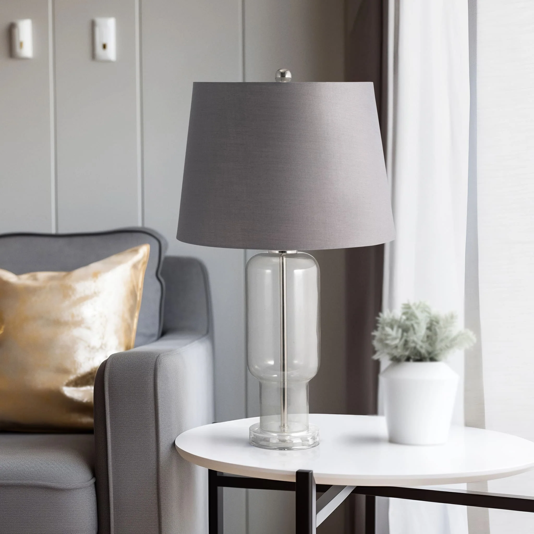 Glass, 26" Clear Table Lamp, Smoke - Image 9