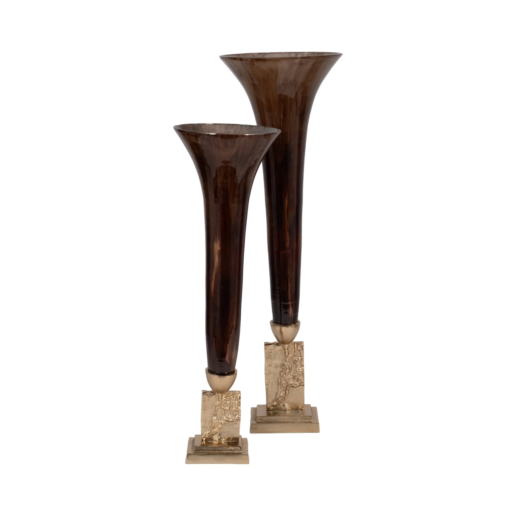 Glass, 26" Trumpet Vase, Bronze - Image 7