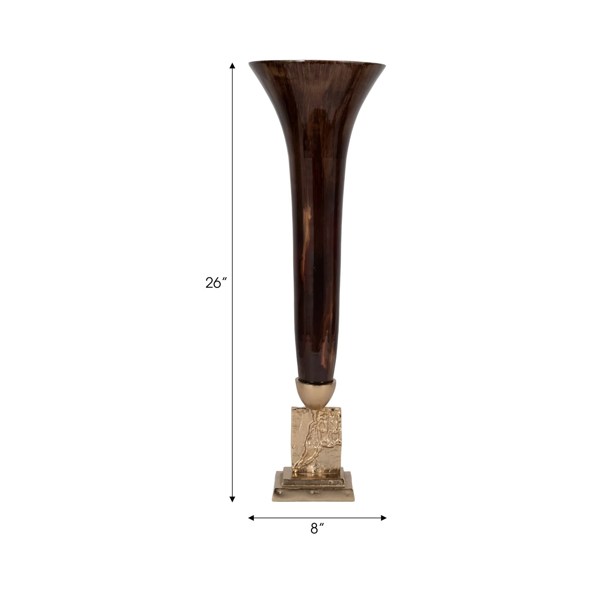 Glass, 26" Trumpet Vase, Bronze - Image 8