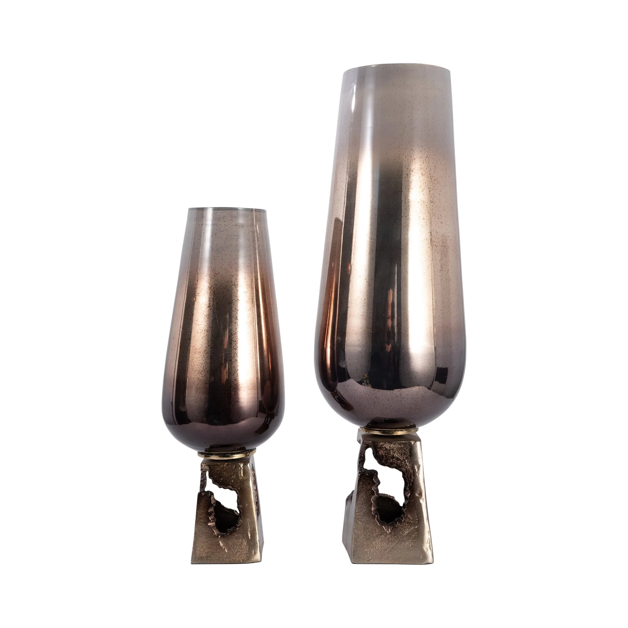 Glass, 26"h Vase W/ Metal Base, Champagne - Image 8