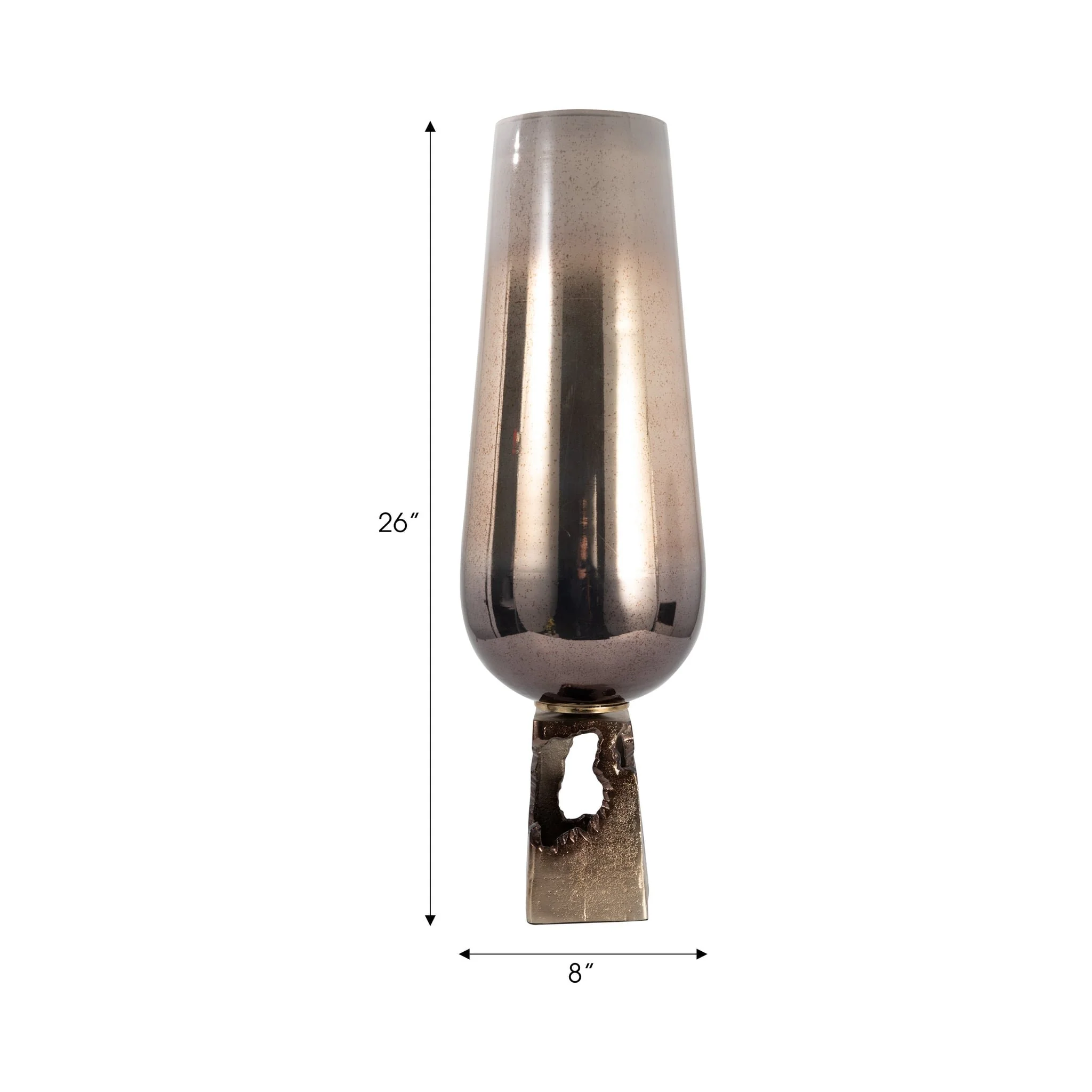 Glass, 26"h Vase W/ Metal Base, Champagne - Image 9