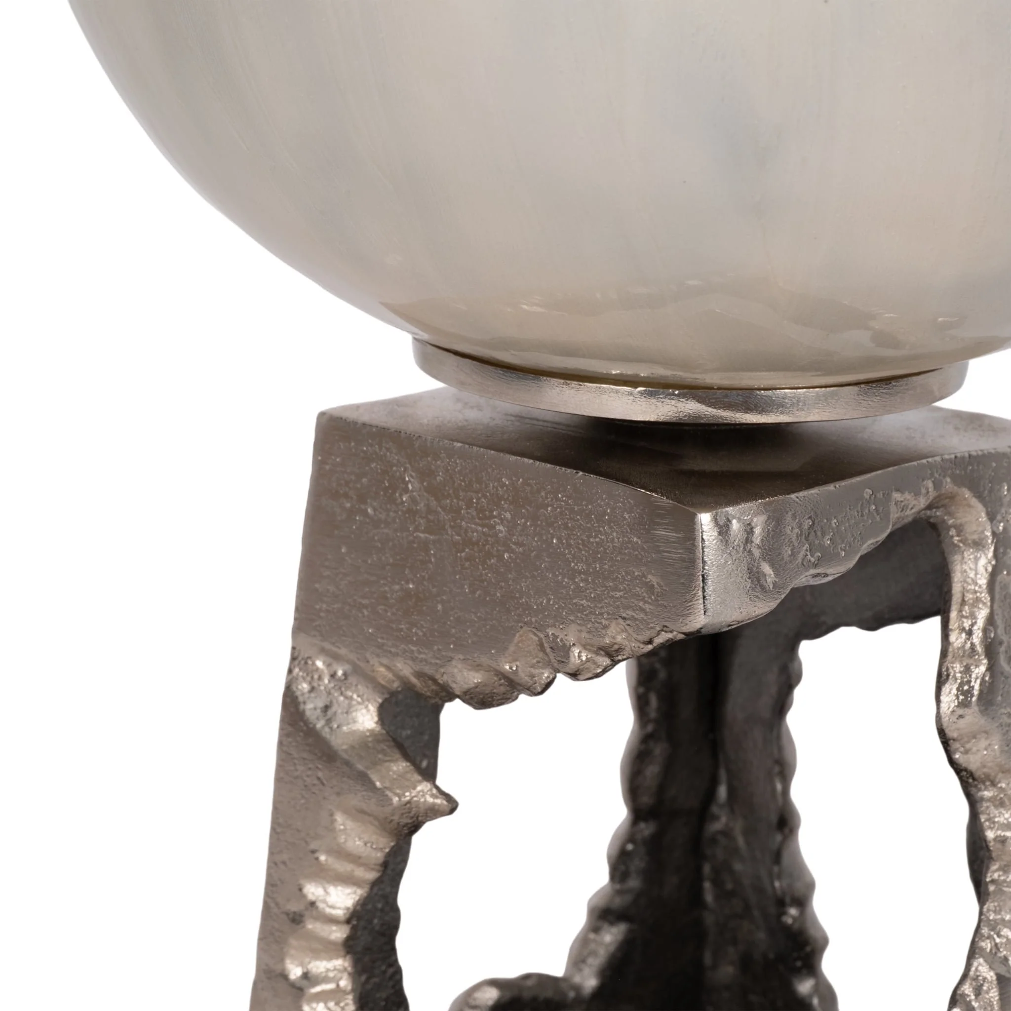 Glass, 26"h Vase W/ Metal Base, Peral White - Image 4