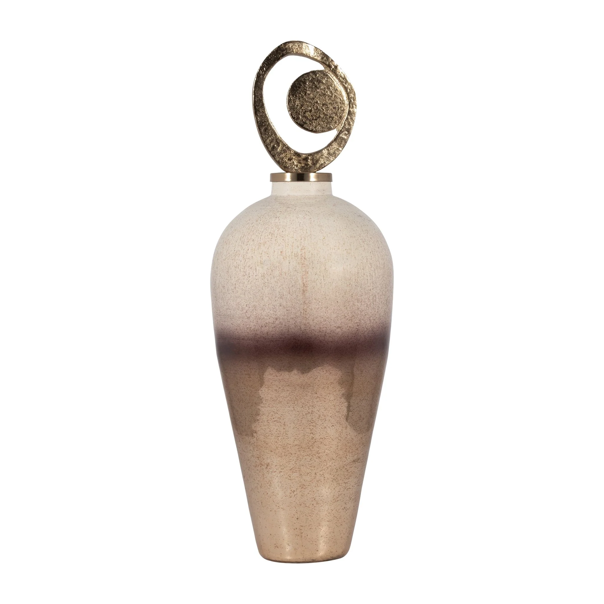 Glass, 27" Vase Metal Swirl Topper, 2-tone Bronze - Image 4