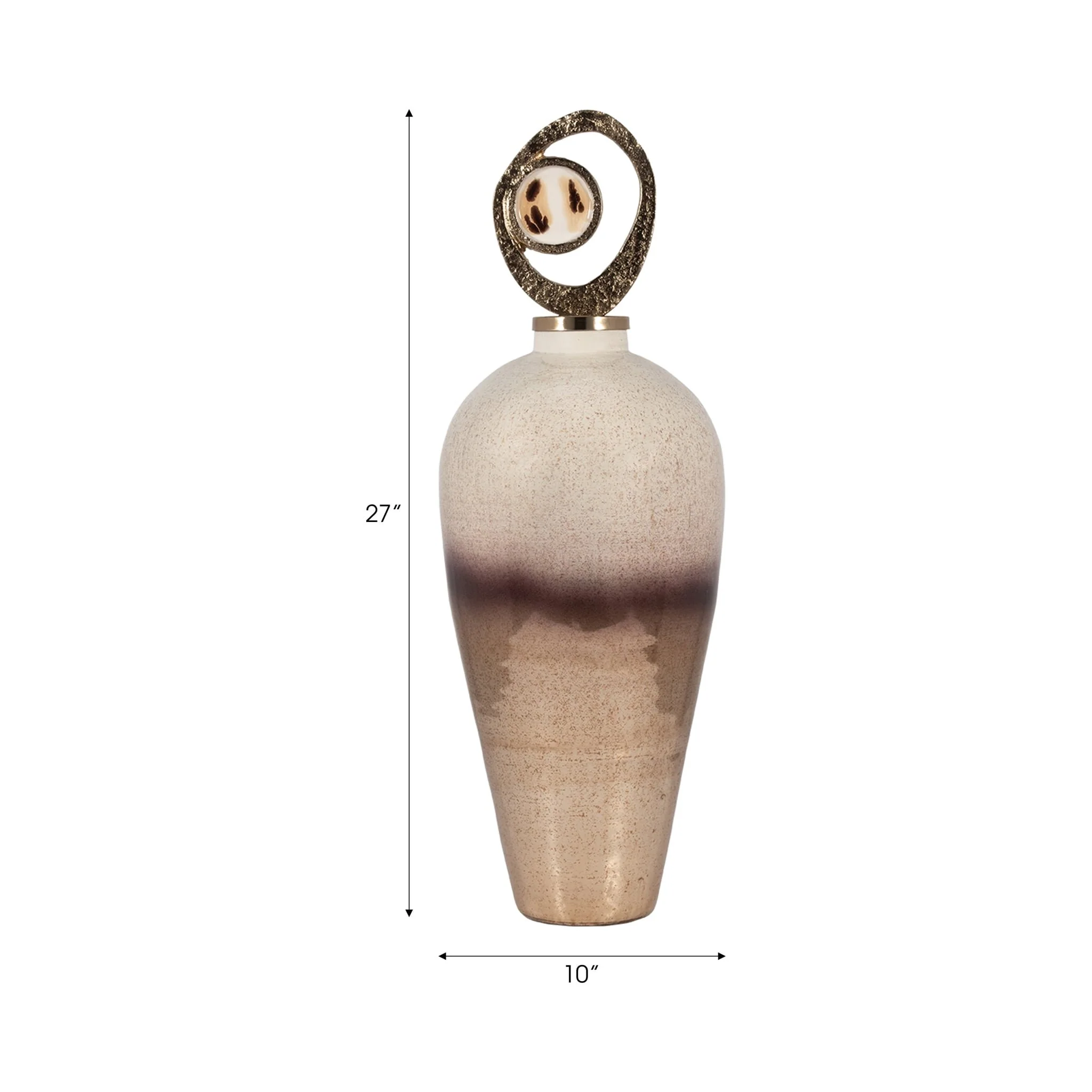 Glass, 27" Vase Metal Swirl Topper, 2-tone Bronze - Image 9
