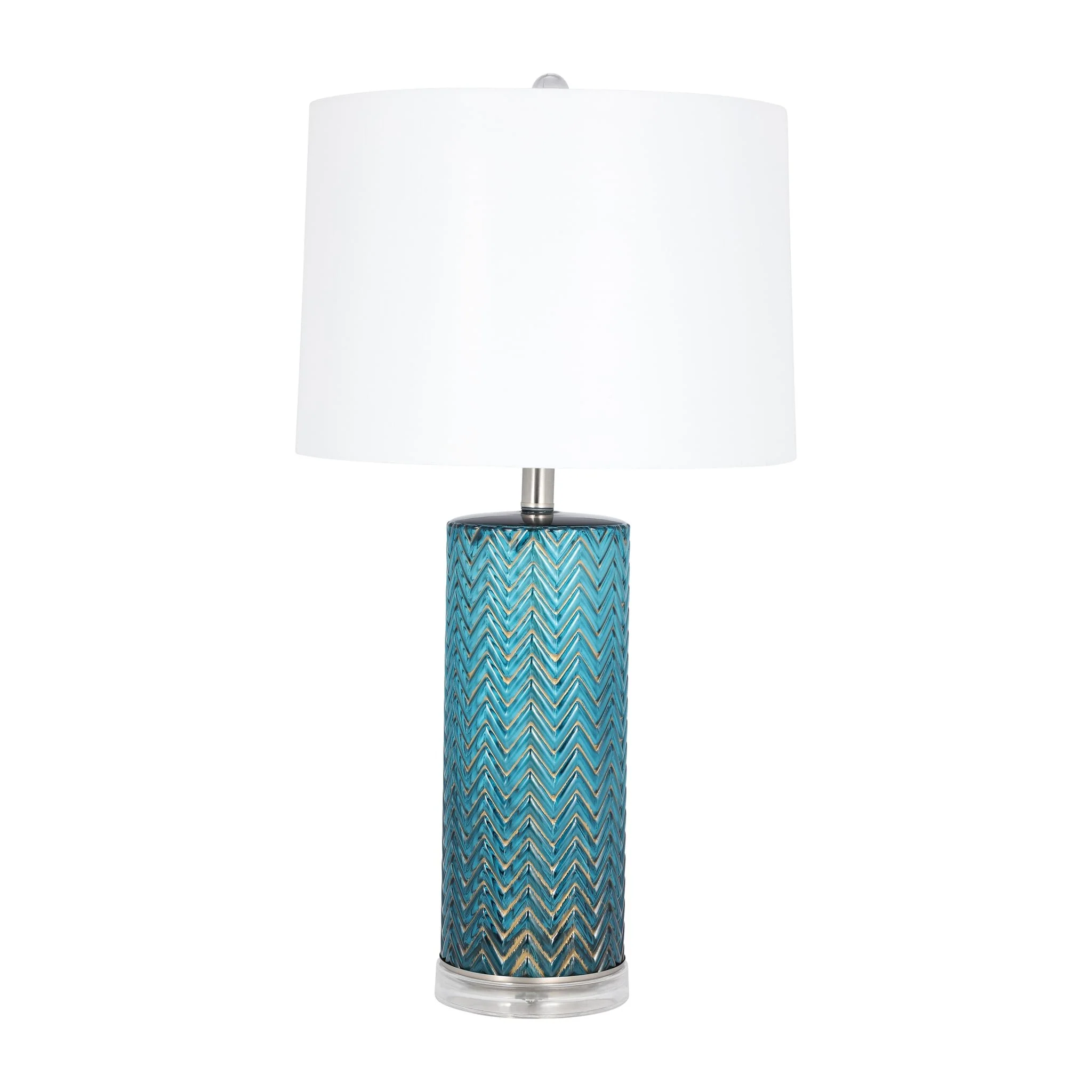 Glass 28"  Chevron Table Lamp, Blue - Image 2