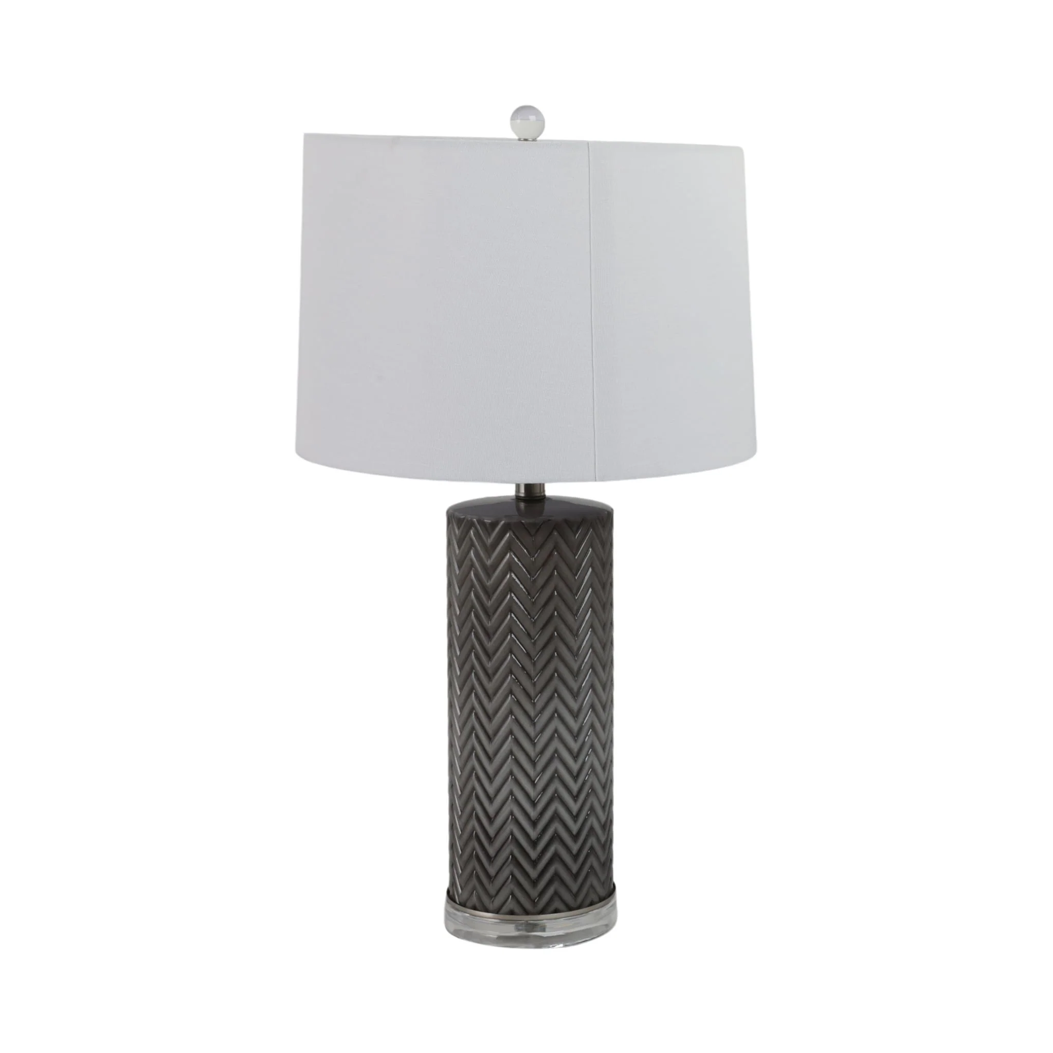 Glass 28"  Chevron Table Lamp, Gray/white - Image 4