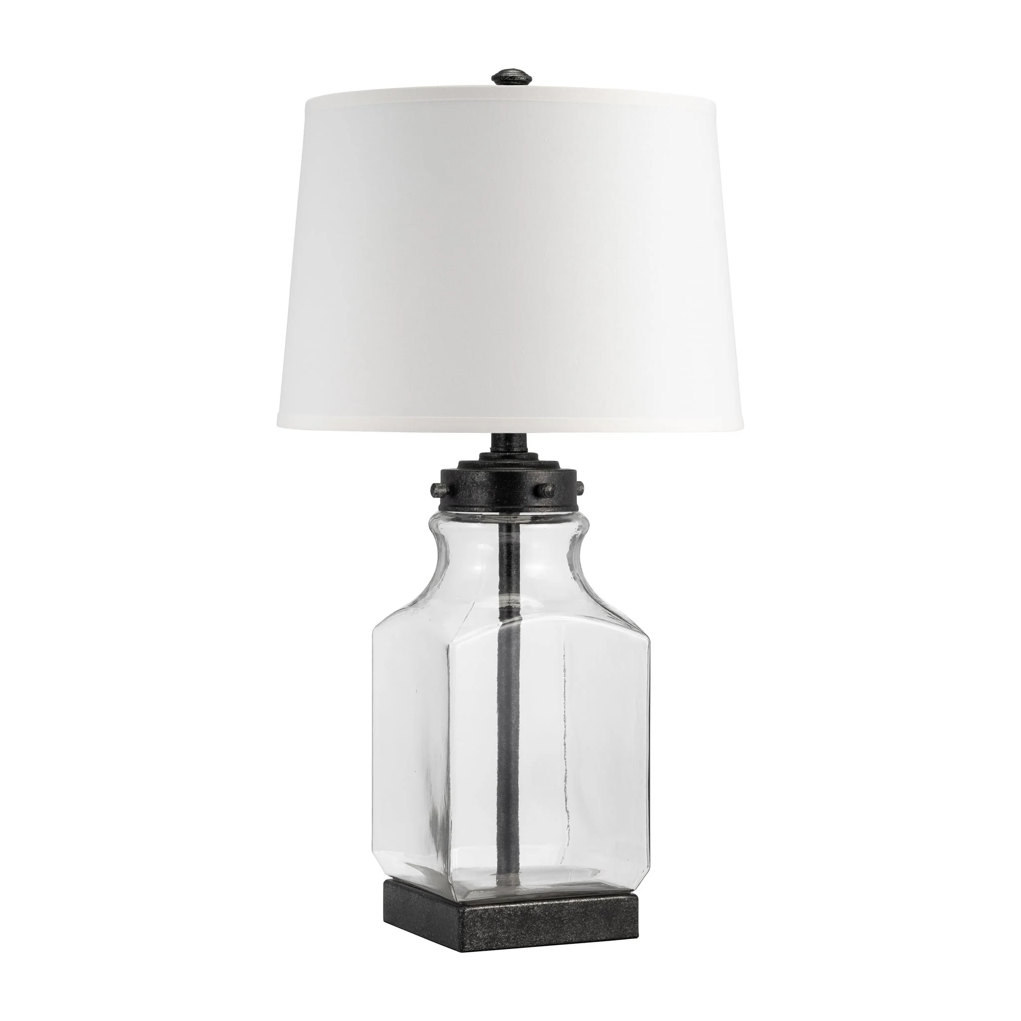 Glass, 30" Bottle Table Lamp, Clear/white - Image 2
