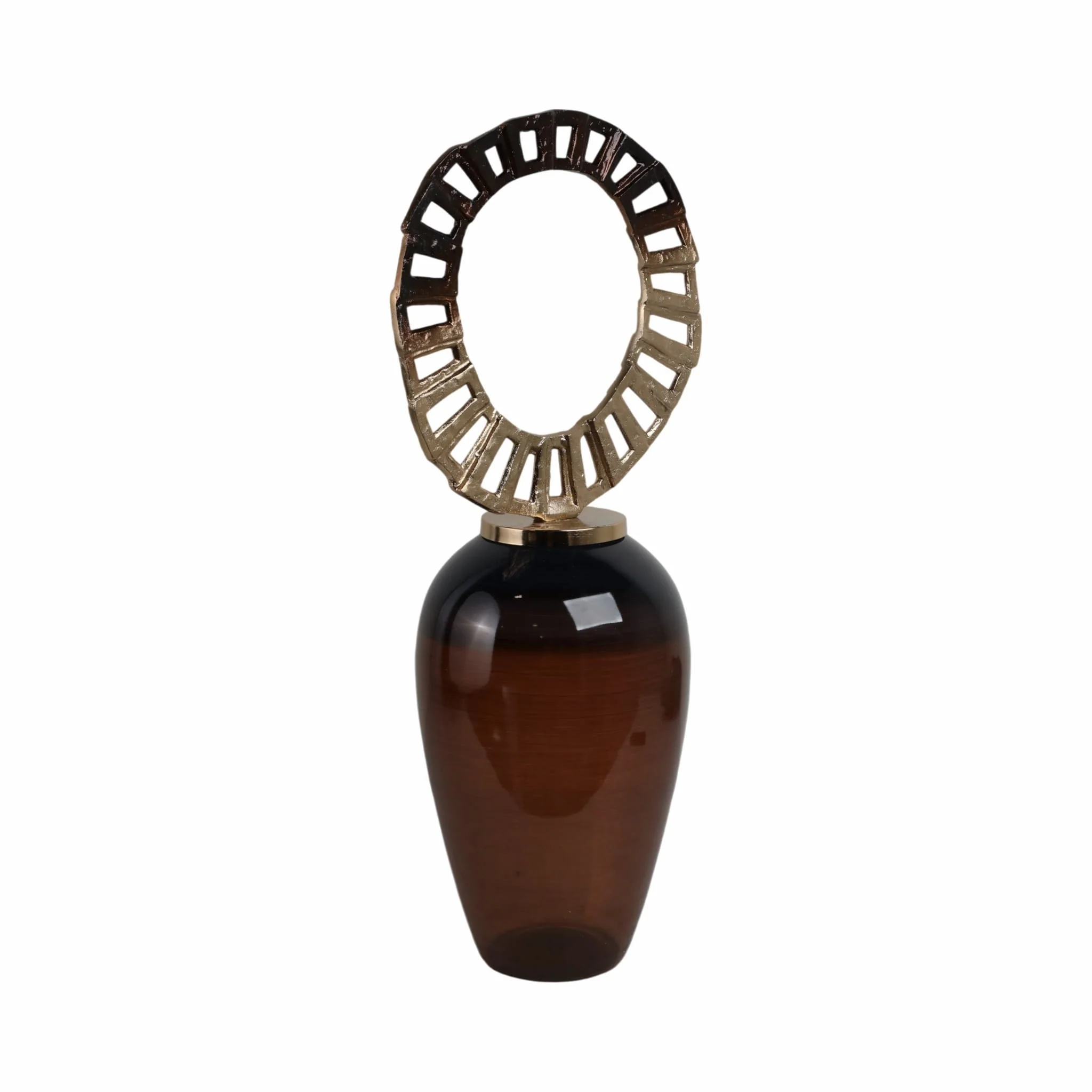 Glass, 31" Vase With Crown Top, Brown - Image 2