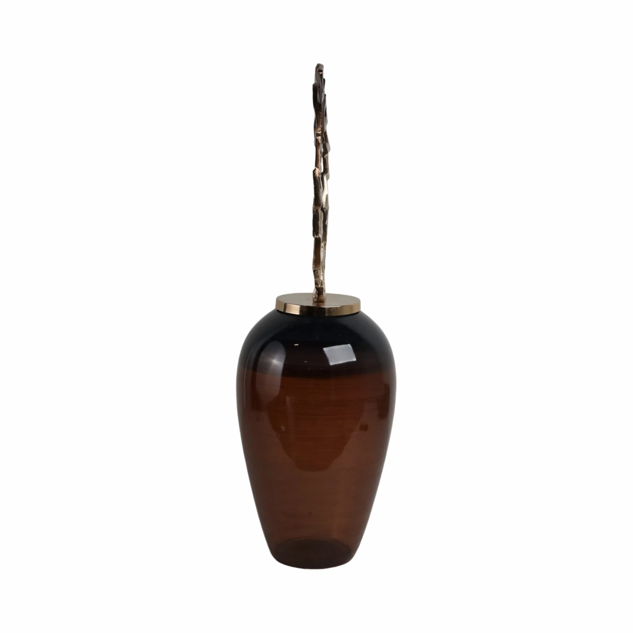 Glass, 31" Vase With Crown Top, Brown - Image 3