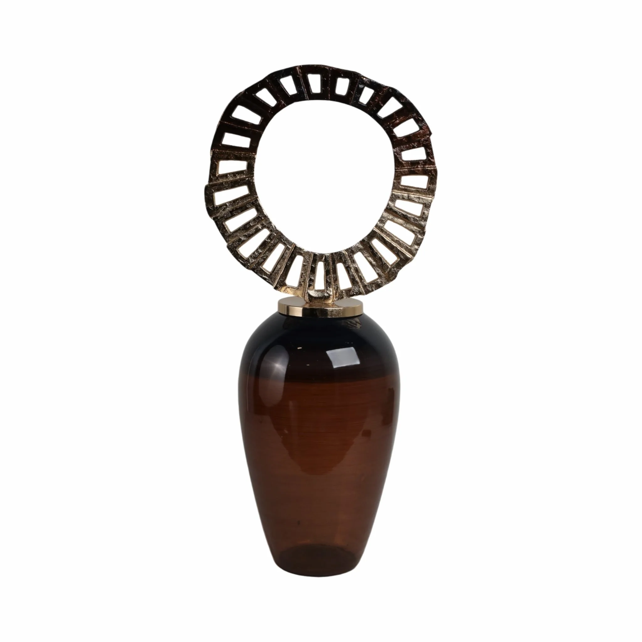 Glass, 31" Vase With Crown Top, Brown - Image 4